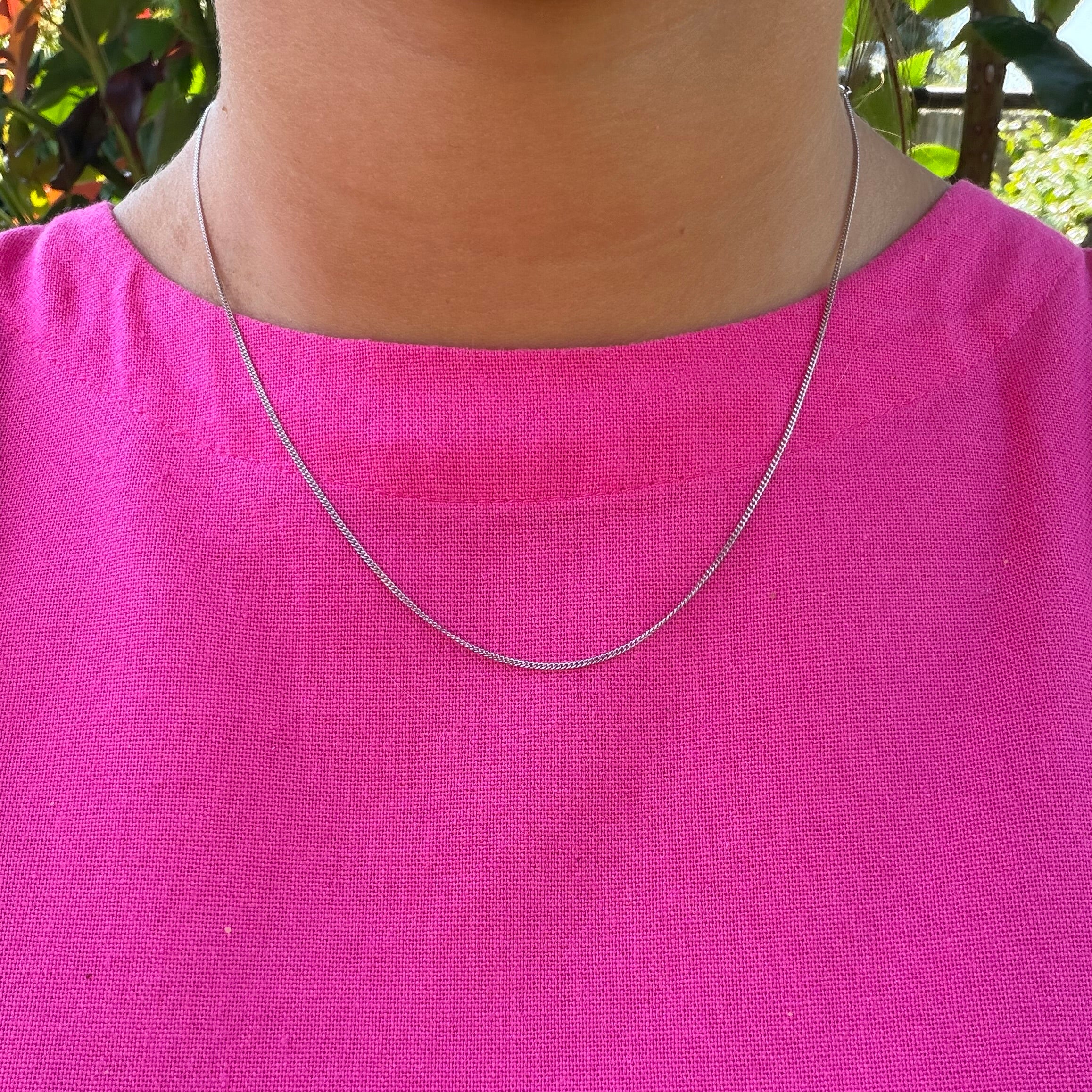 Vintage white gold gourmet necklace 14 kt