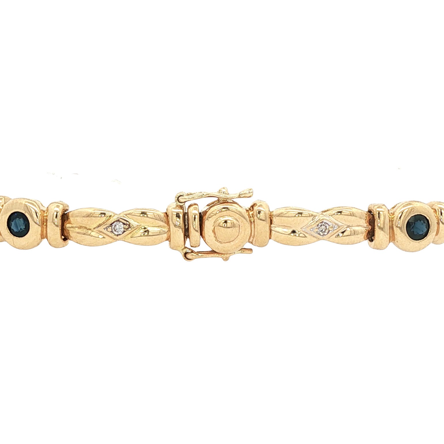 Gold bracelet with sapphire and diamond 14 kt