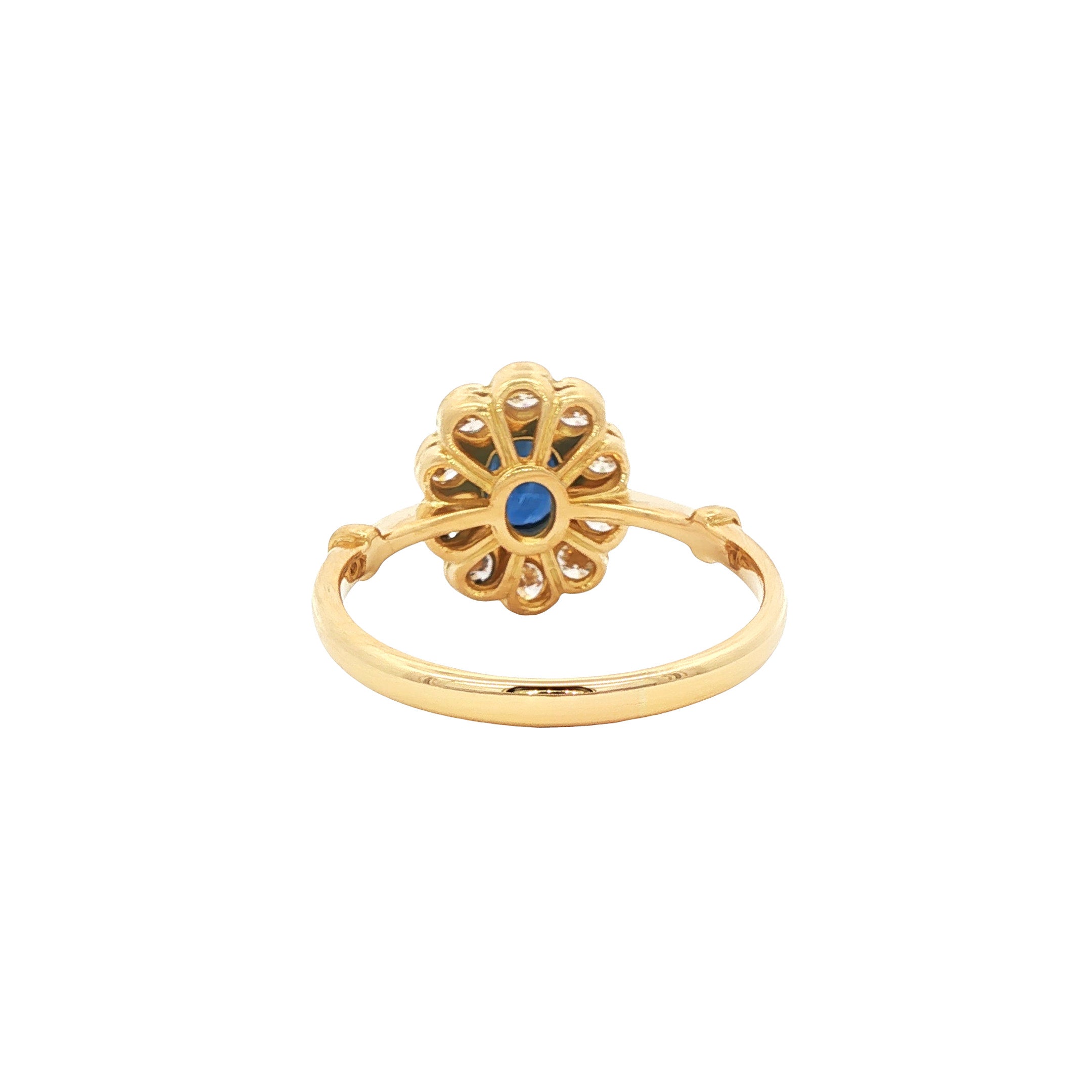 Vintage gold ring with sapphire and diamond, 18 kt