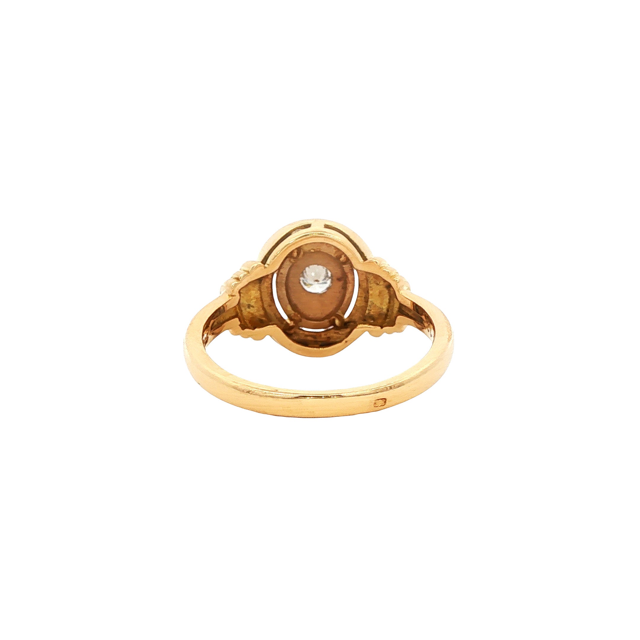 Two-tone vintage gold ring with diamond, 18 kt