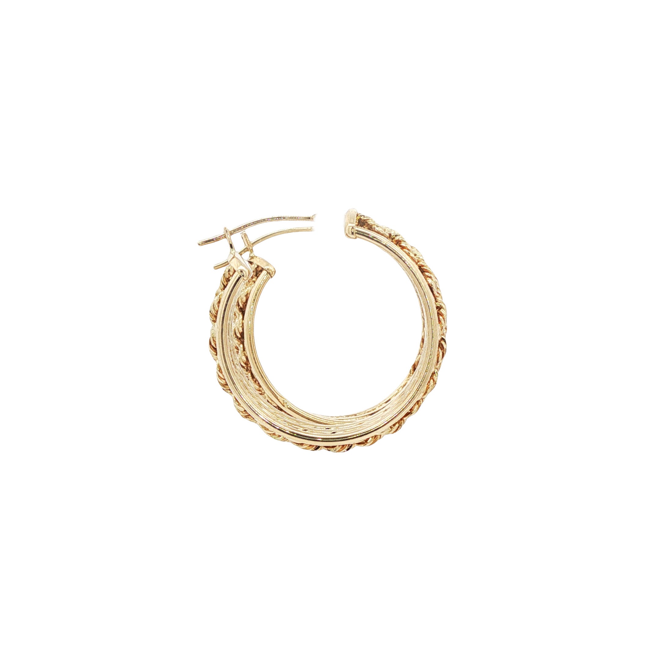 Vintage gold fantasy hoop earrings 14 kt