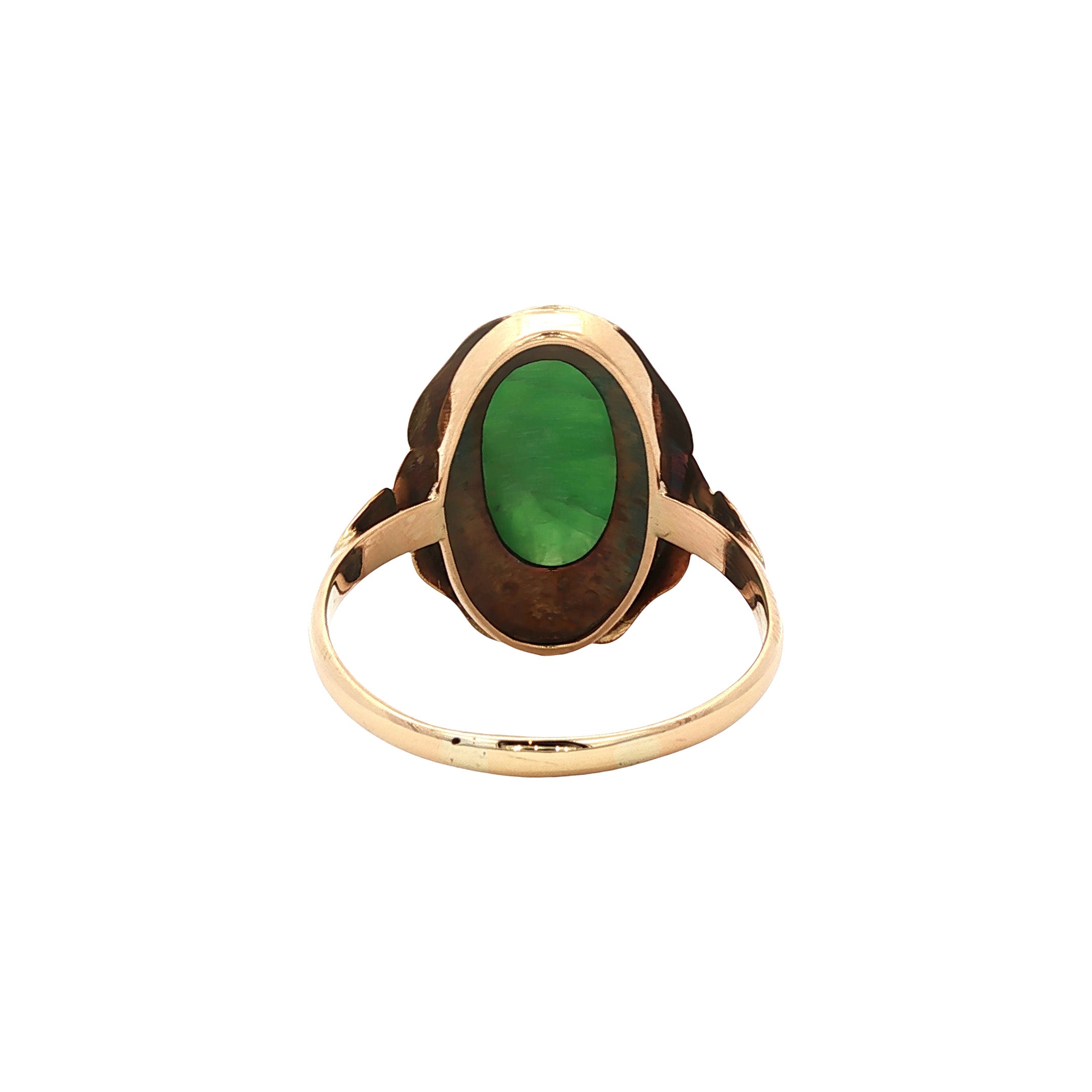 Gouden ring met jade 14 kt