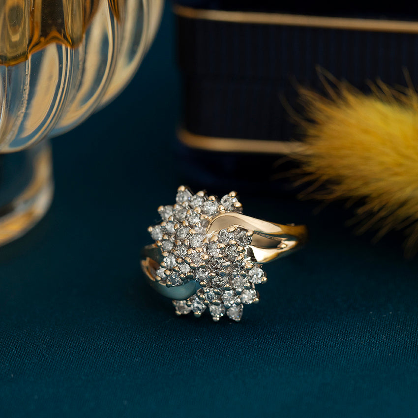 Gouden vintage ring met diamant 14 kt