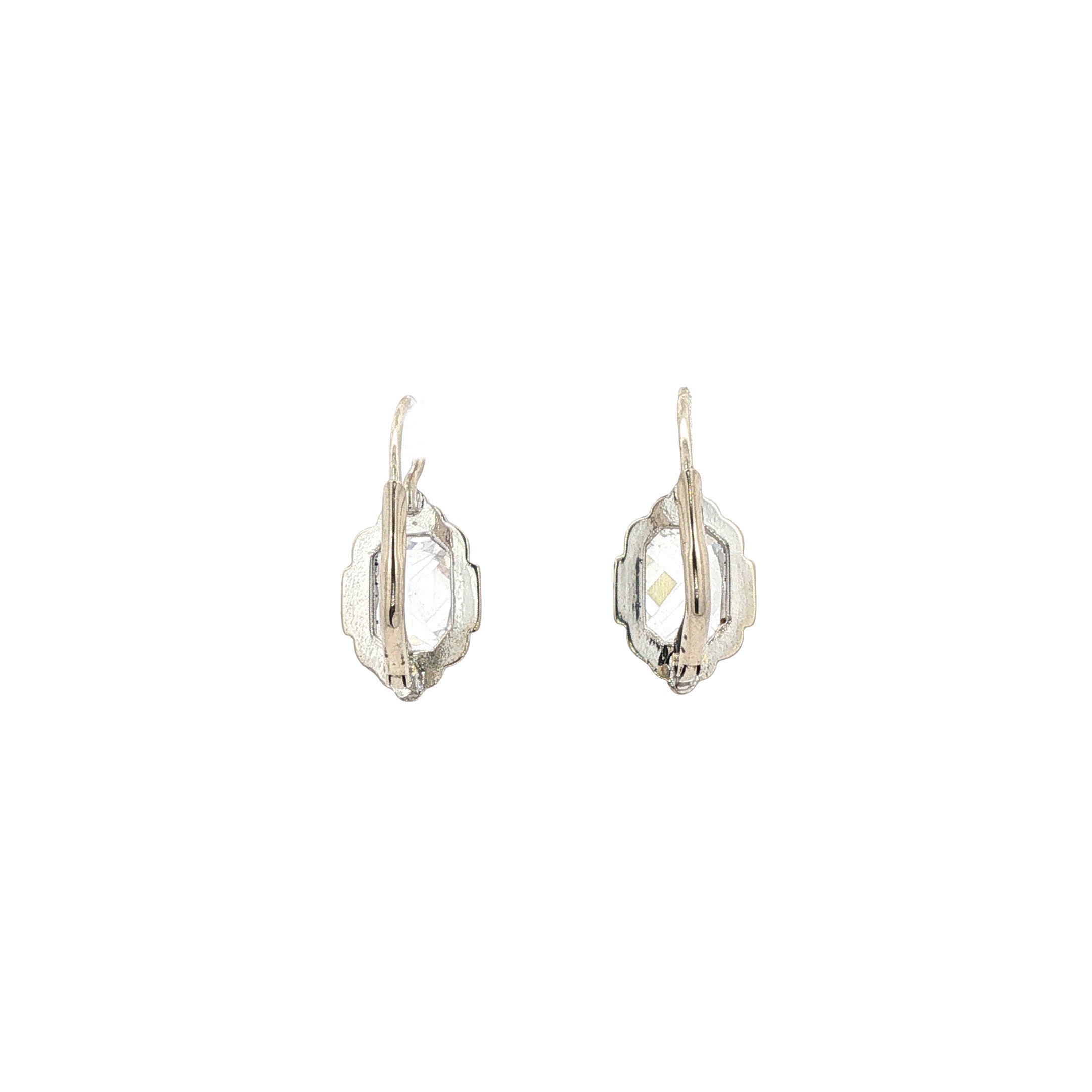 14 kt white gold vintage dangle earrings with zirconia