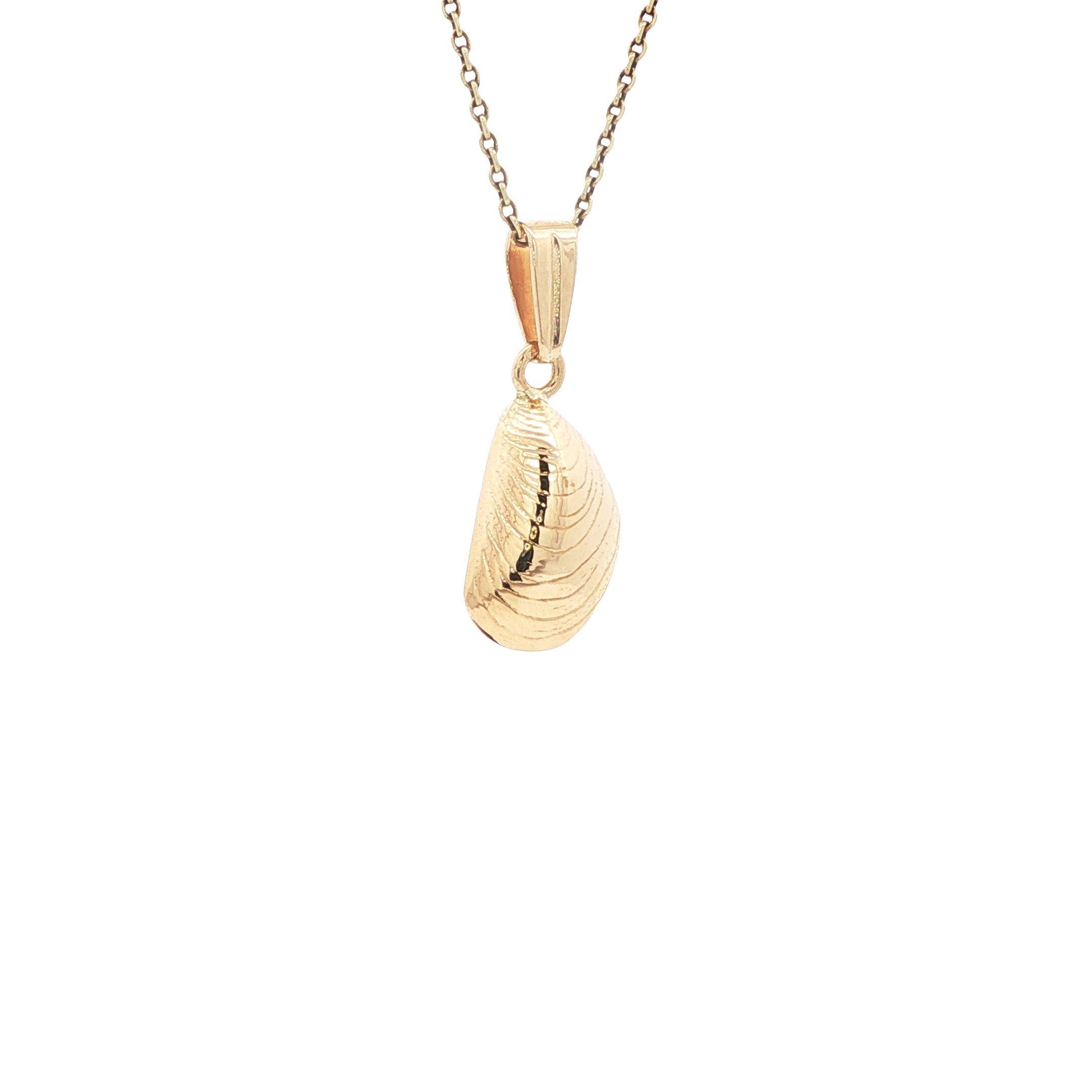 Gouden vintage schelp hanger 14 kt