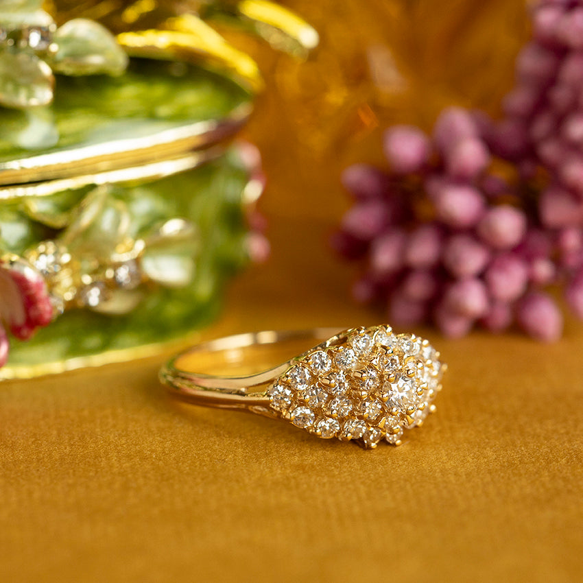 Gouden vintage ring met diamant 18 kt