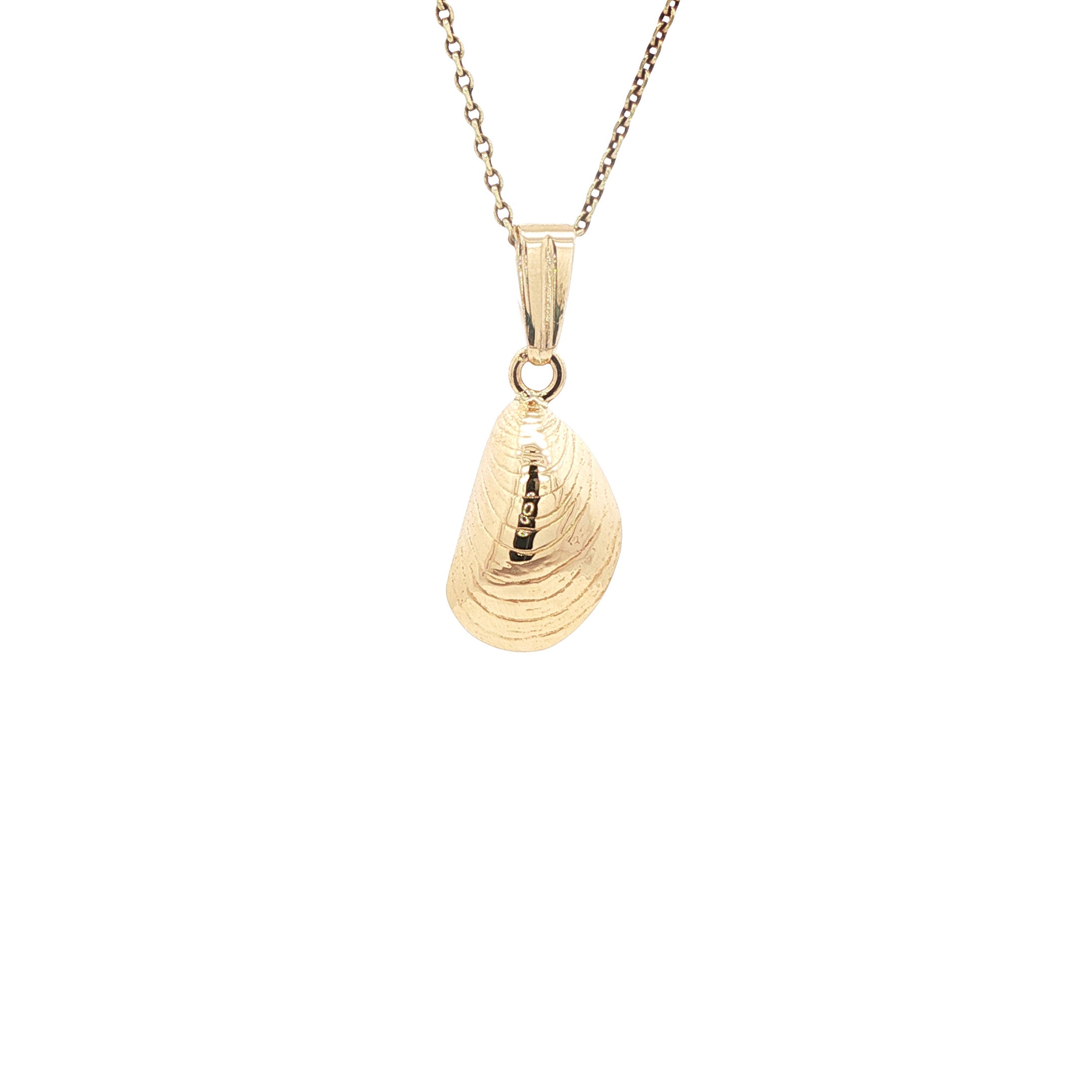 Gouden vintage schelp hanger 14 kt