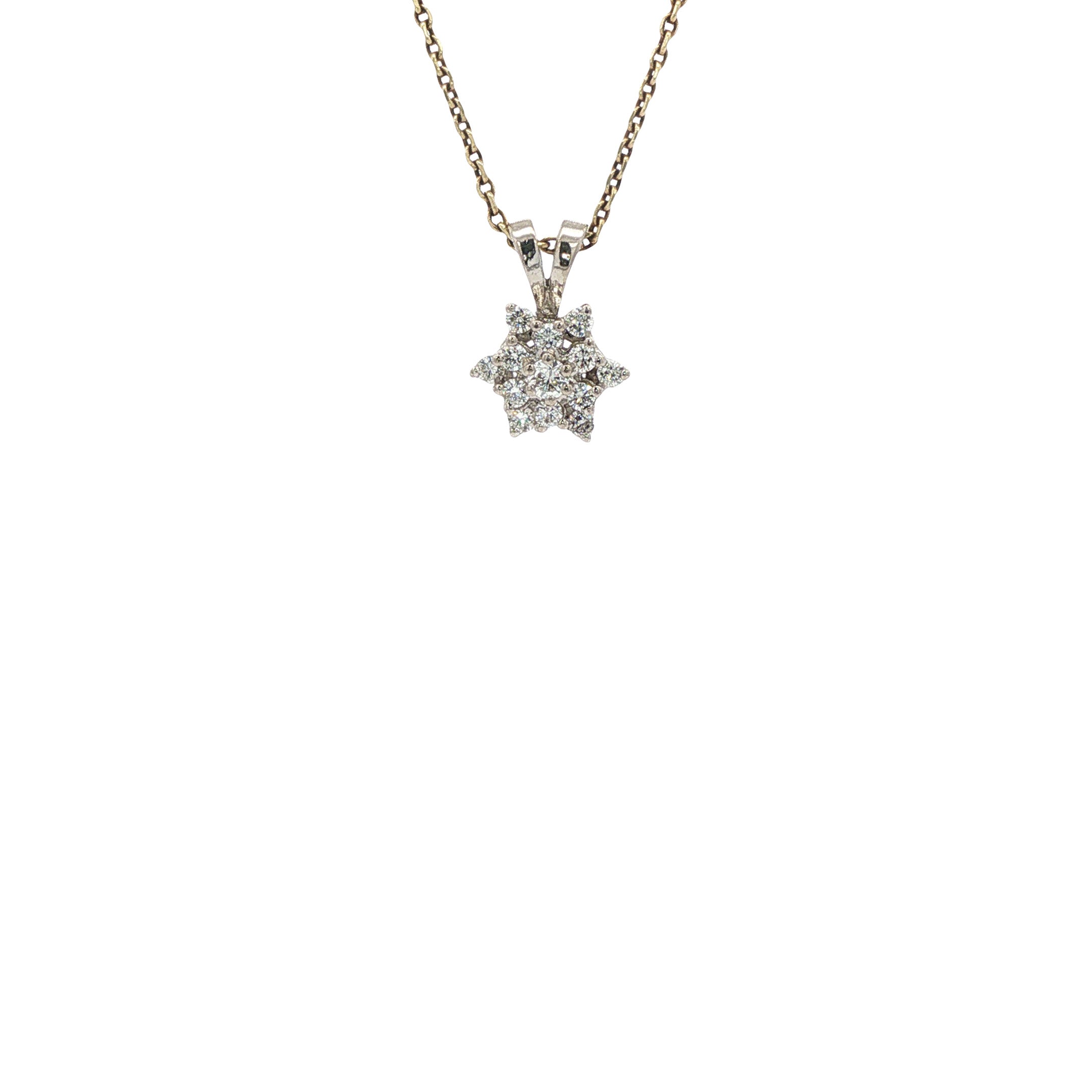 Vintage white gold pendant with diamond, 14 kt