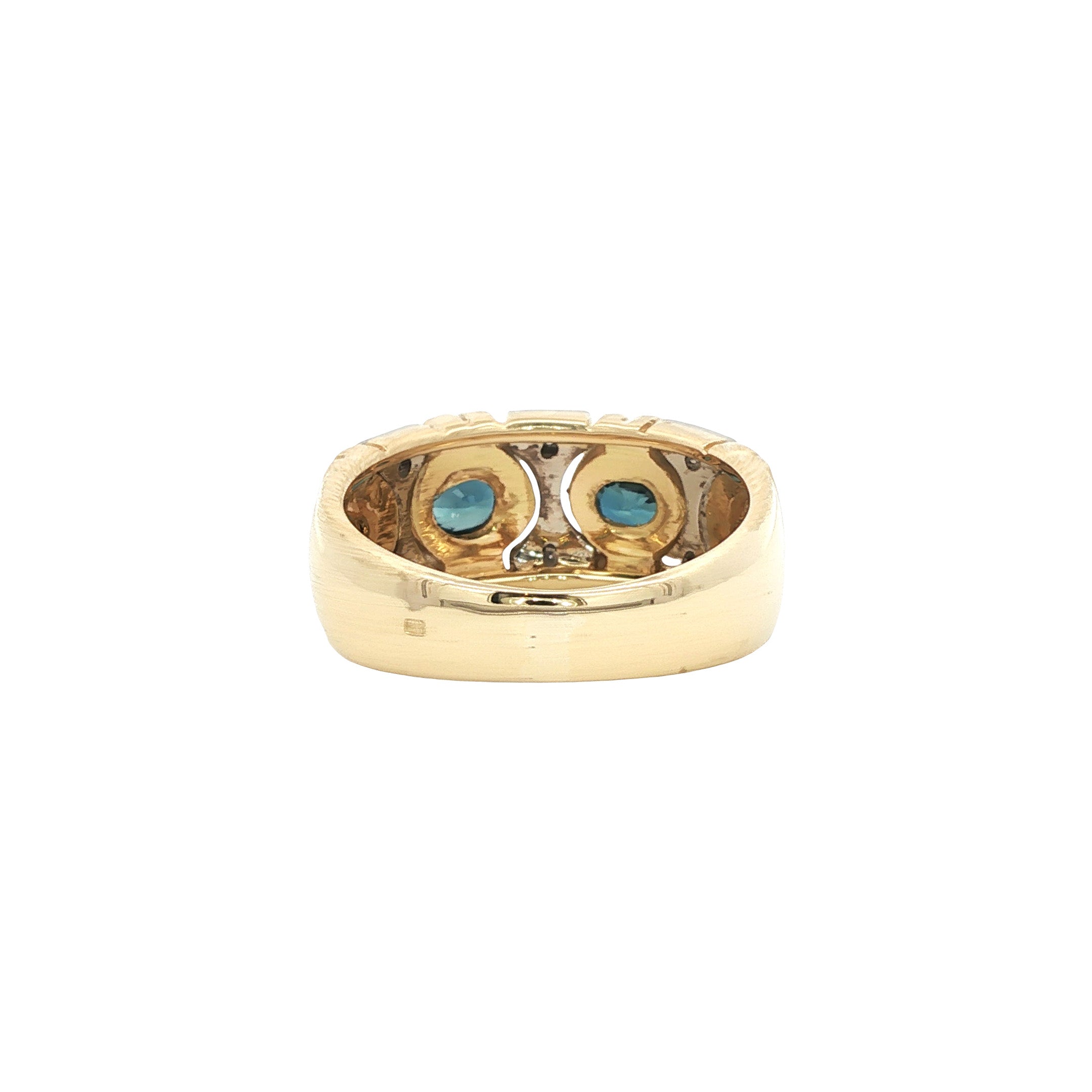 Gouden vintage ring met saffier en diamant 18 kt