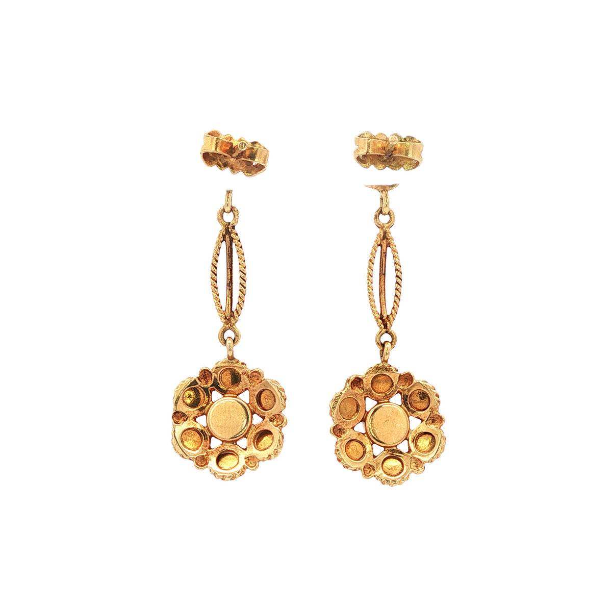 Gouden vintage oorstekers met bloedkoraal 14 kt