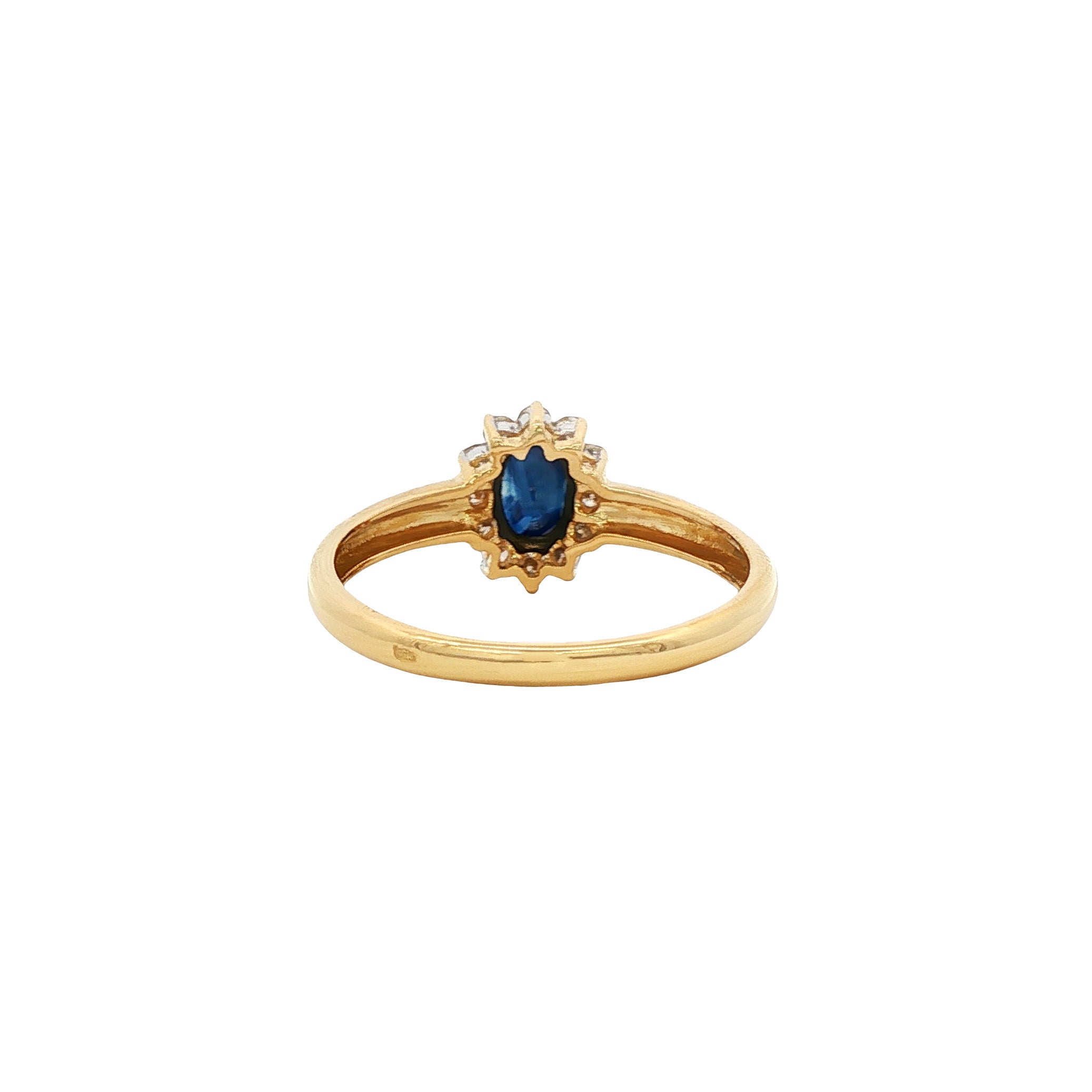 Vintage 18 kt gold ring with sapphire and diamond