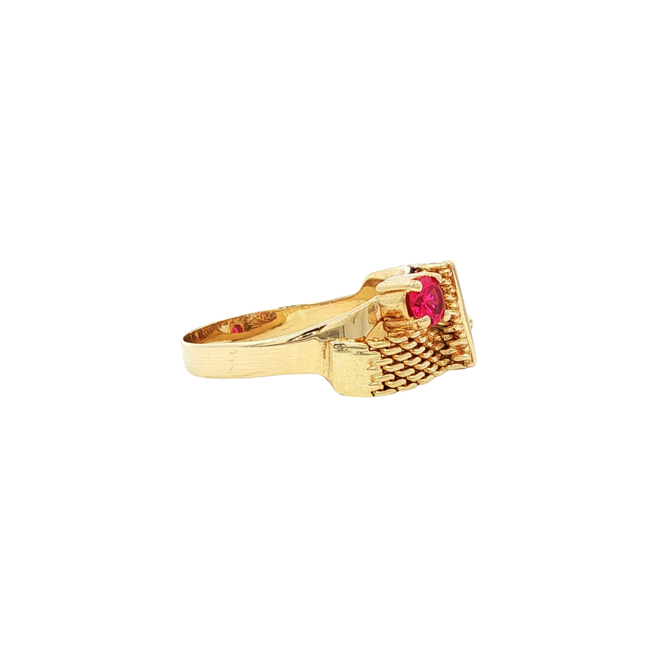 Gouden vintage ring met robijn 14 kt