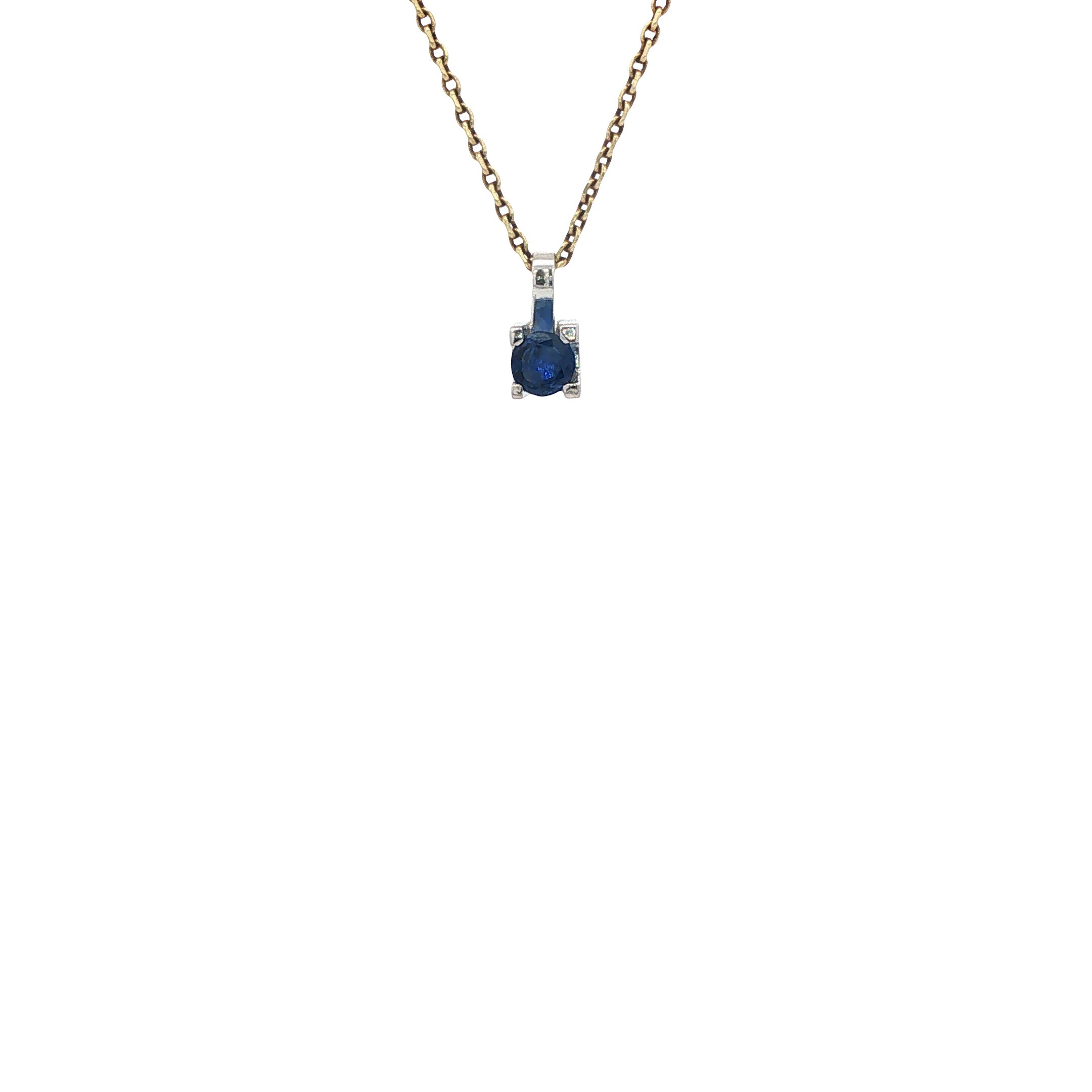 Witgouden vintage hanger met saffier 14 kt