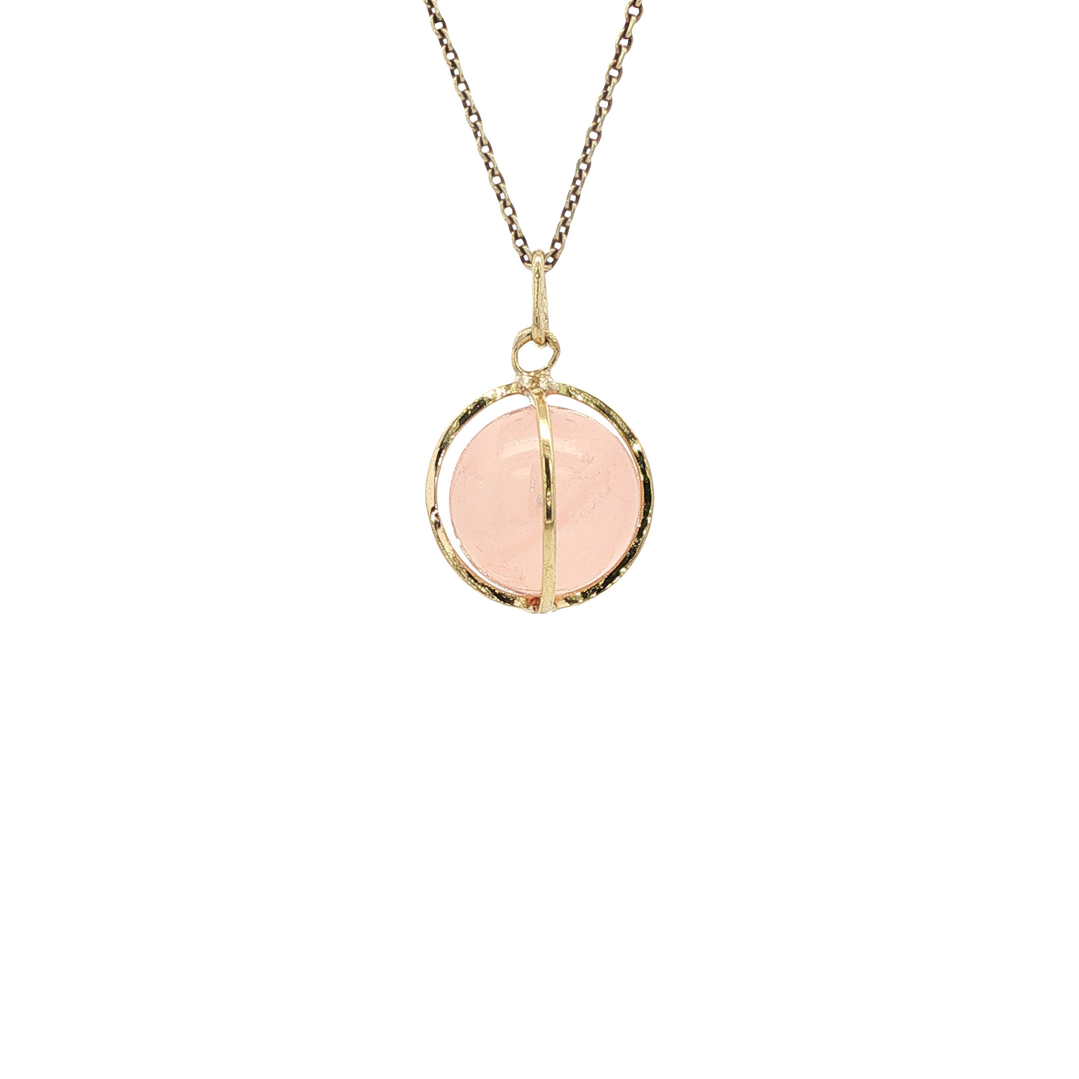 Gouden vintage hanger met rozenkwarts 14 kt