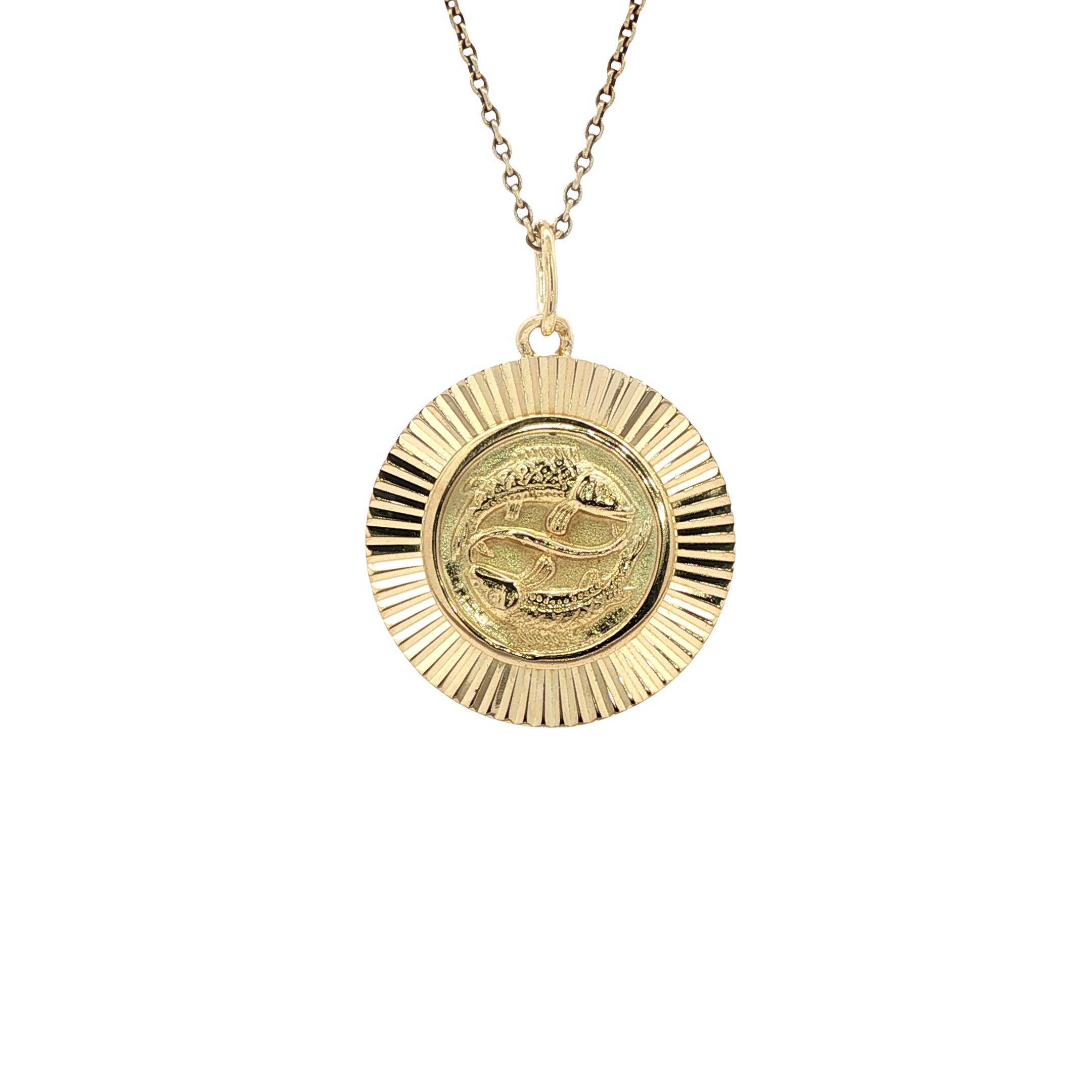 14 kt gold Pisces zodiac pendant