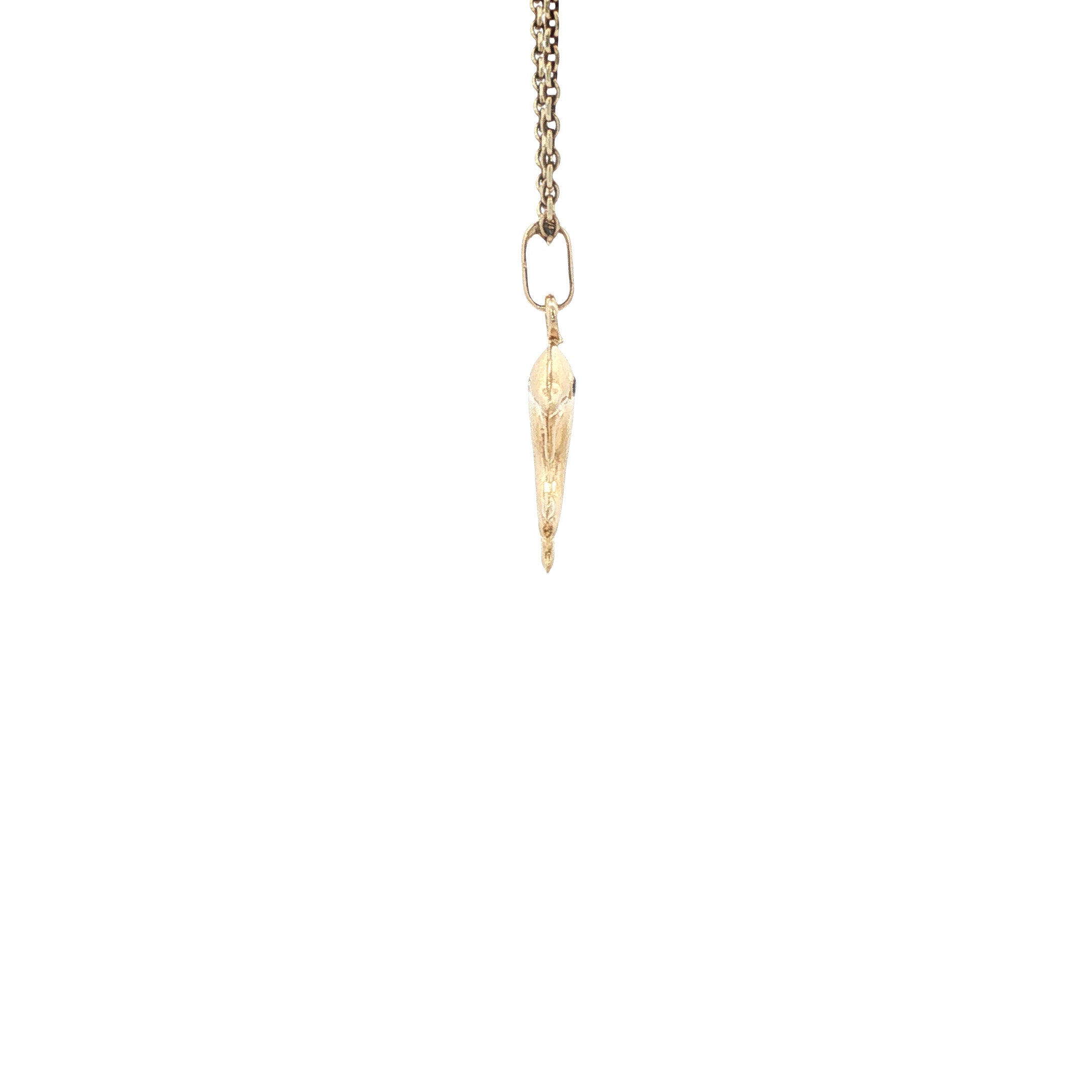 Gouden vintage dolfijn hanger met diamant 14 kt