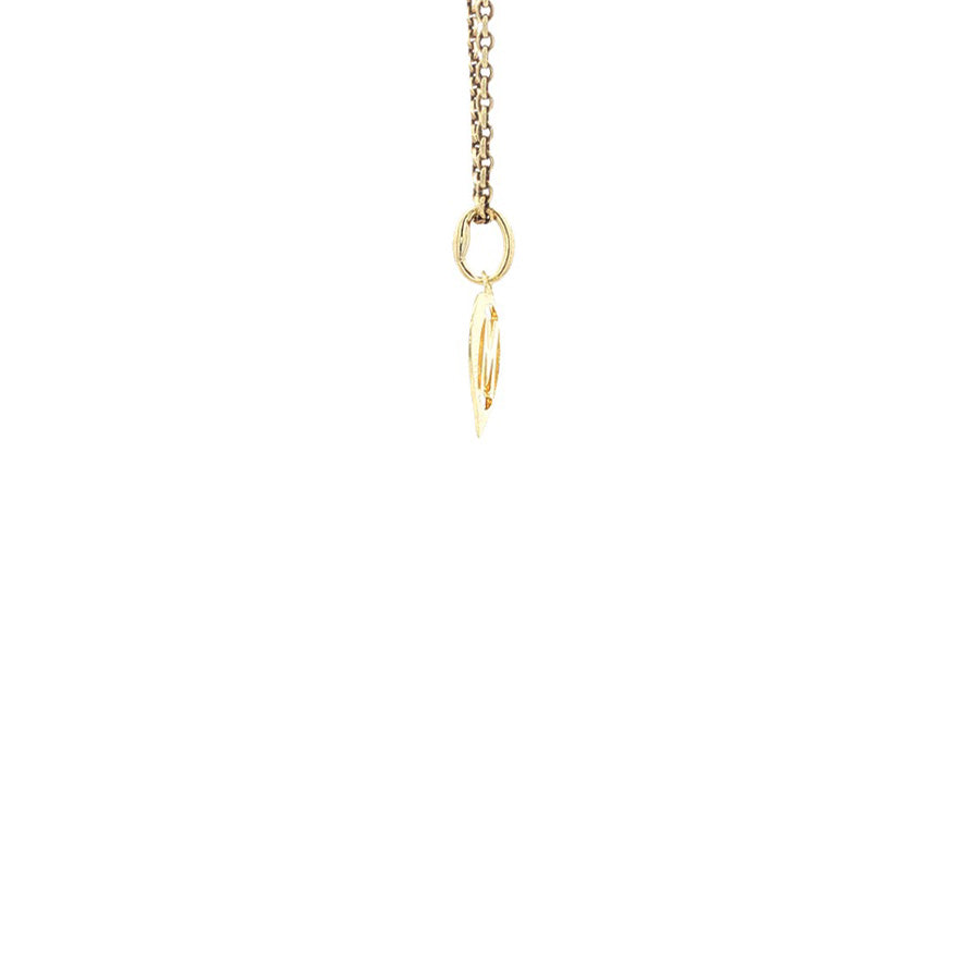 14 kt gold heart pendant with letter M