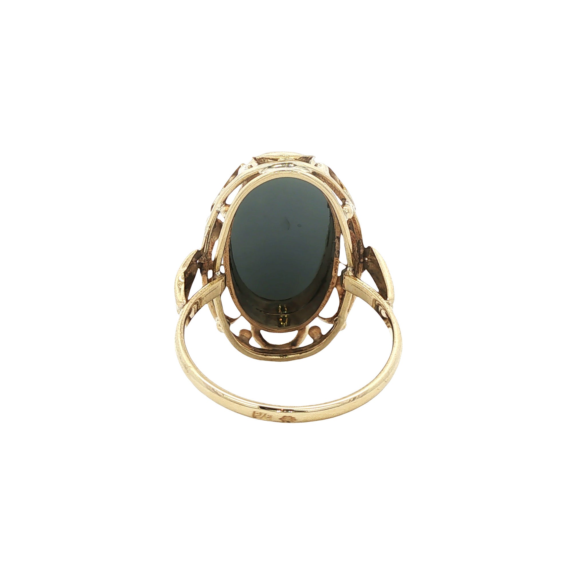 Gouden vintage ring met hematiet 14 kt