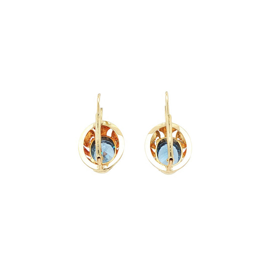 Vintage 14 kt gold drop earrings with spinel