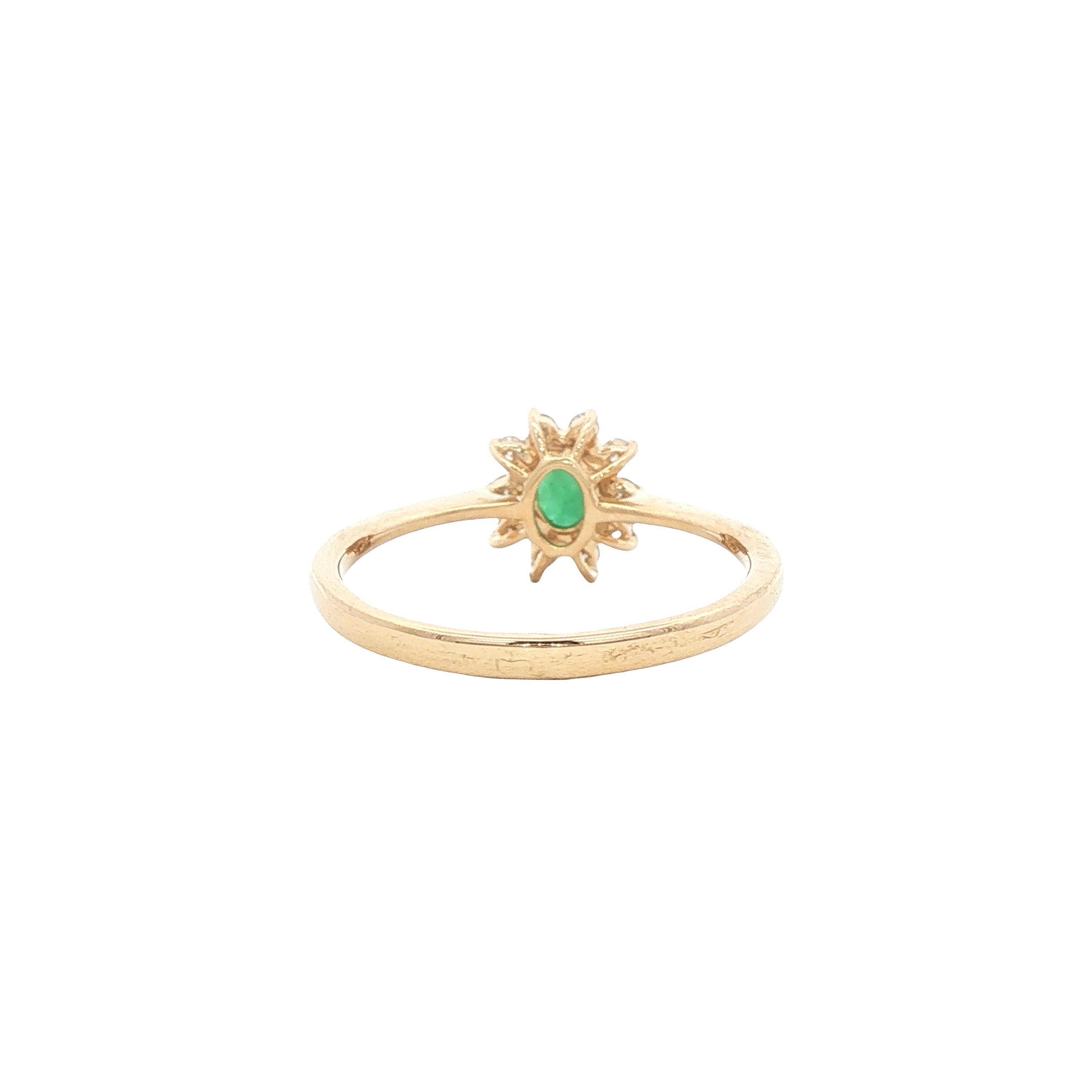 Gouden vintage ring met smaragd en diamant 14 kt