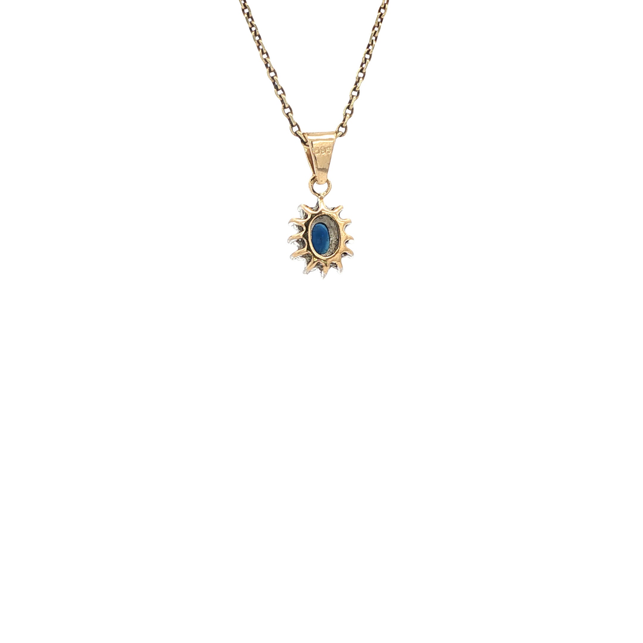 14 kt gold pendant with sapphire and diamond