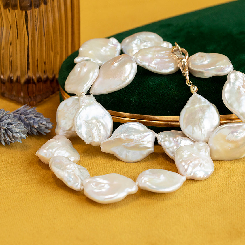 Parel collier met gouden sluiting 14 kt