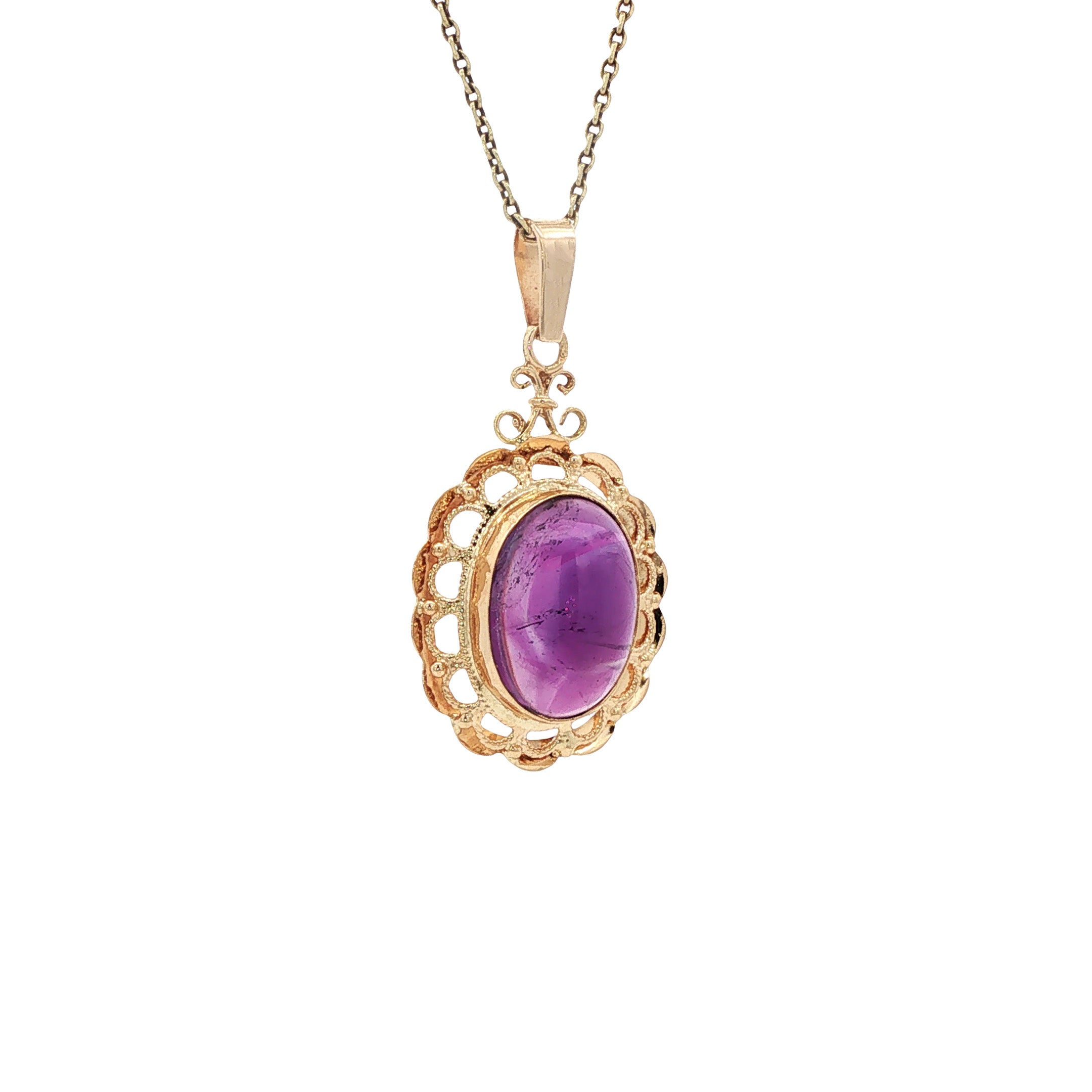 Vintage gold pendant with amethyst, 14 kt
