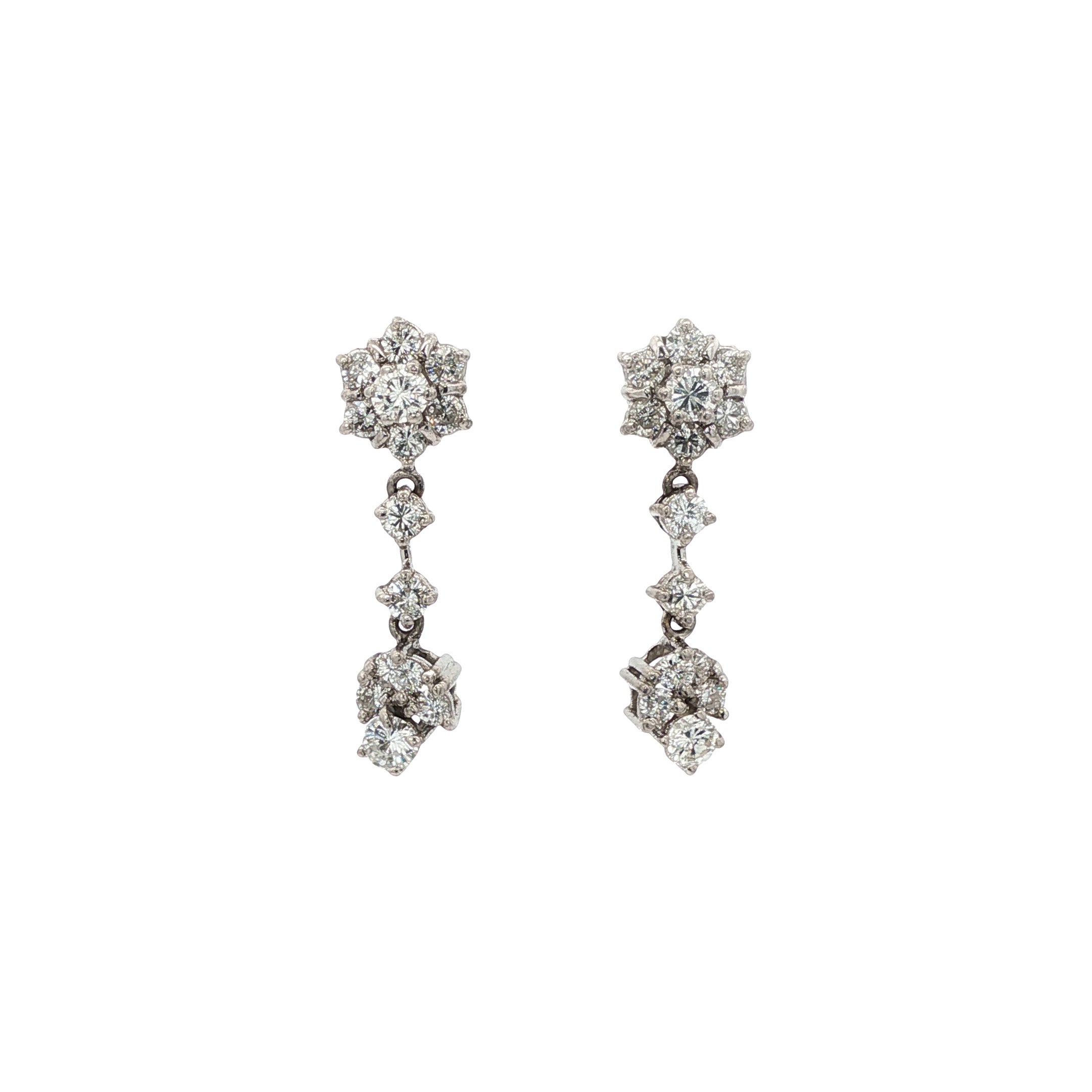 Vintage 18 kt white gold earrings with diamond