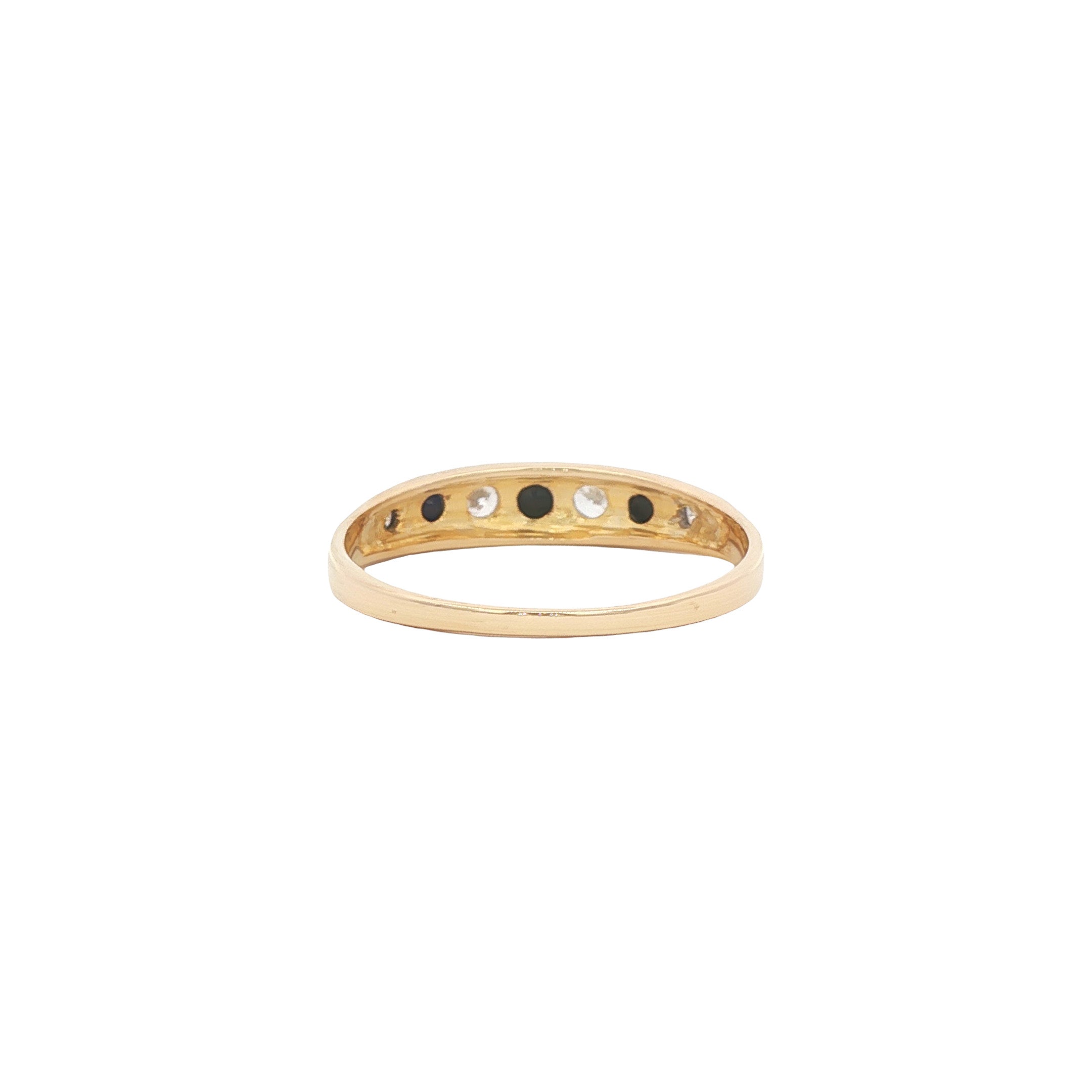 Gouden vintage ring met saffier en zirkonia 14 kt