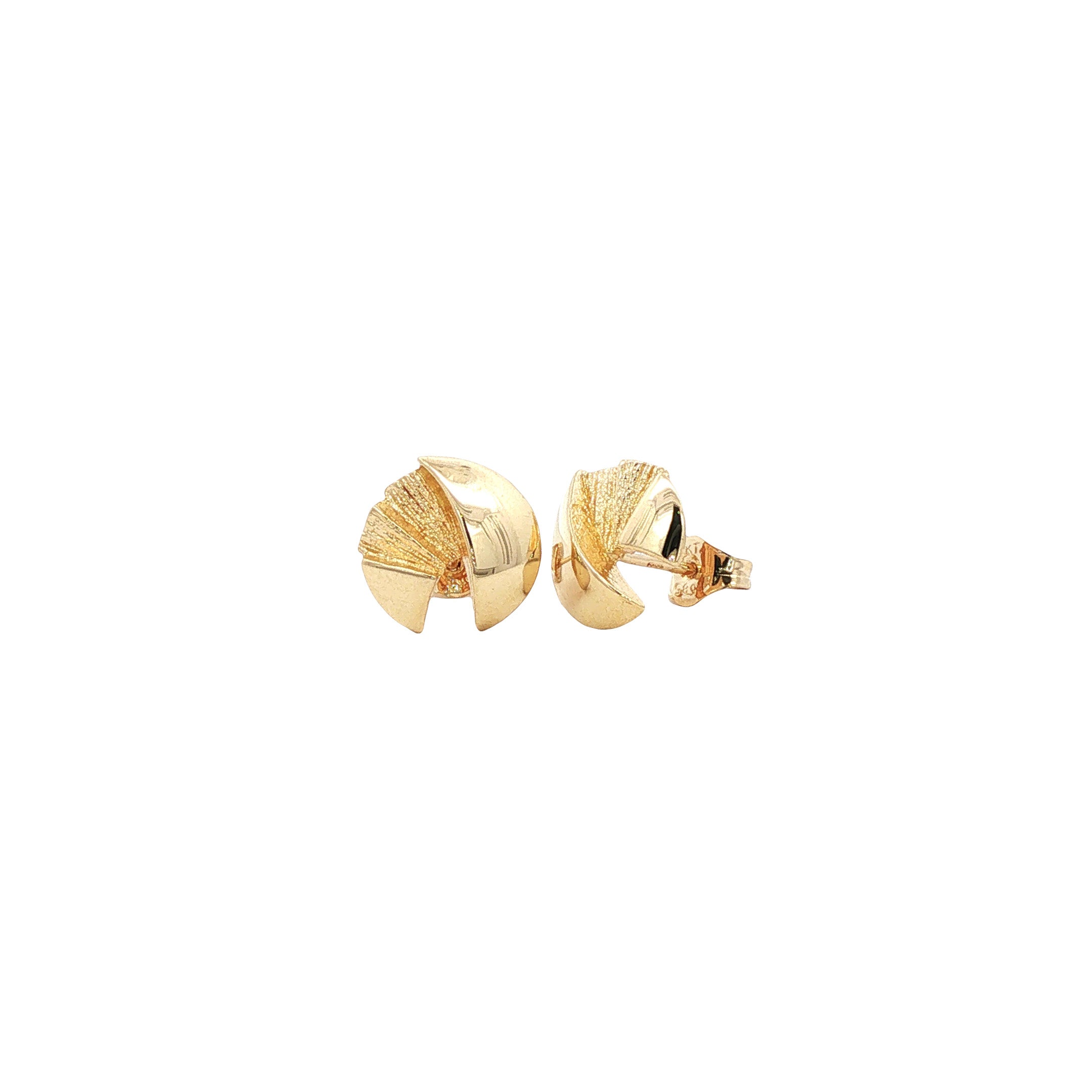 Gouden vintage fantasie oorstekers 14 kt