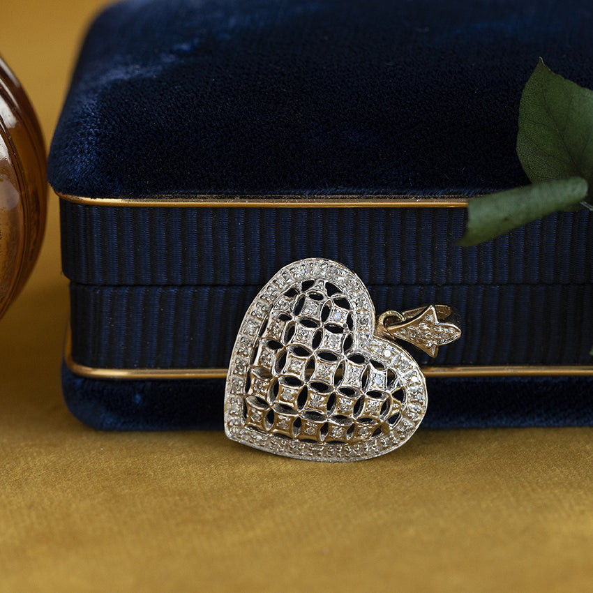 Gouden hart hanger met diamant 14 kt