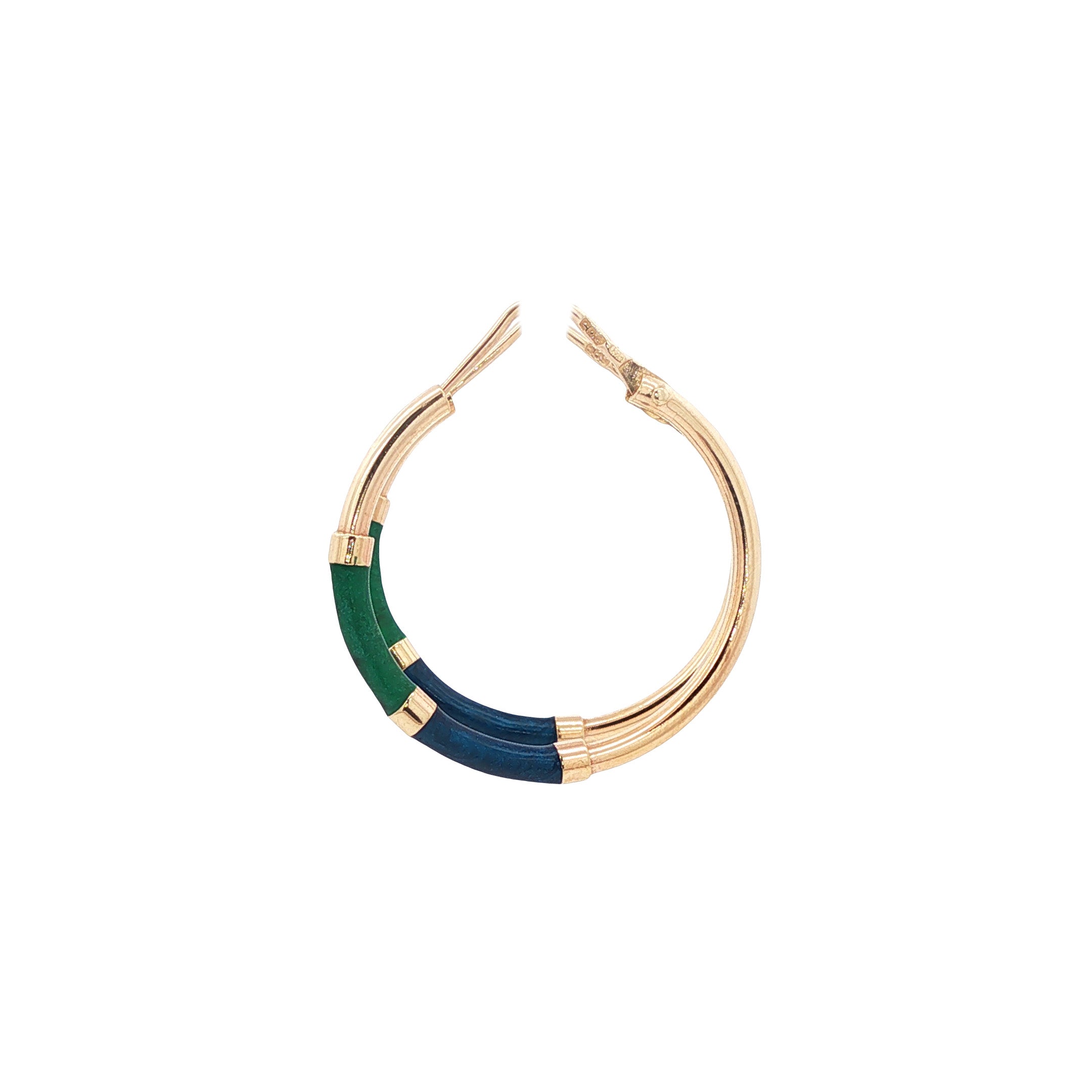 Gouden vintage oorringen met emaille 14 kt