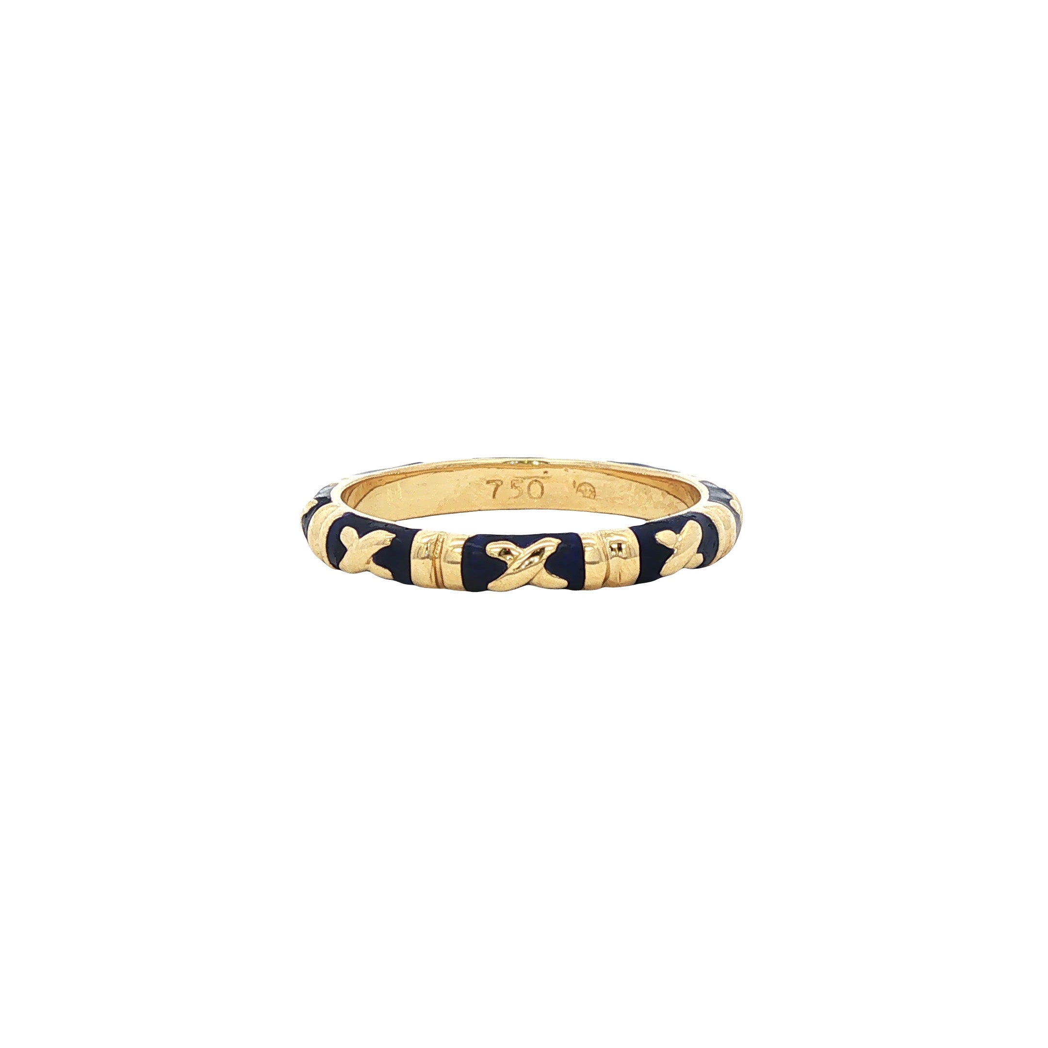 Gouden vintage ring met emaille 18 kt