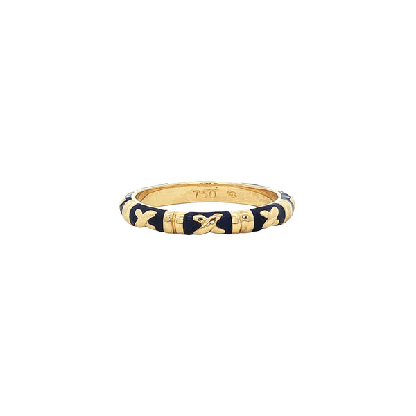 Vintage 18 kt gold ring with enamel
