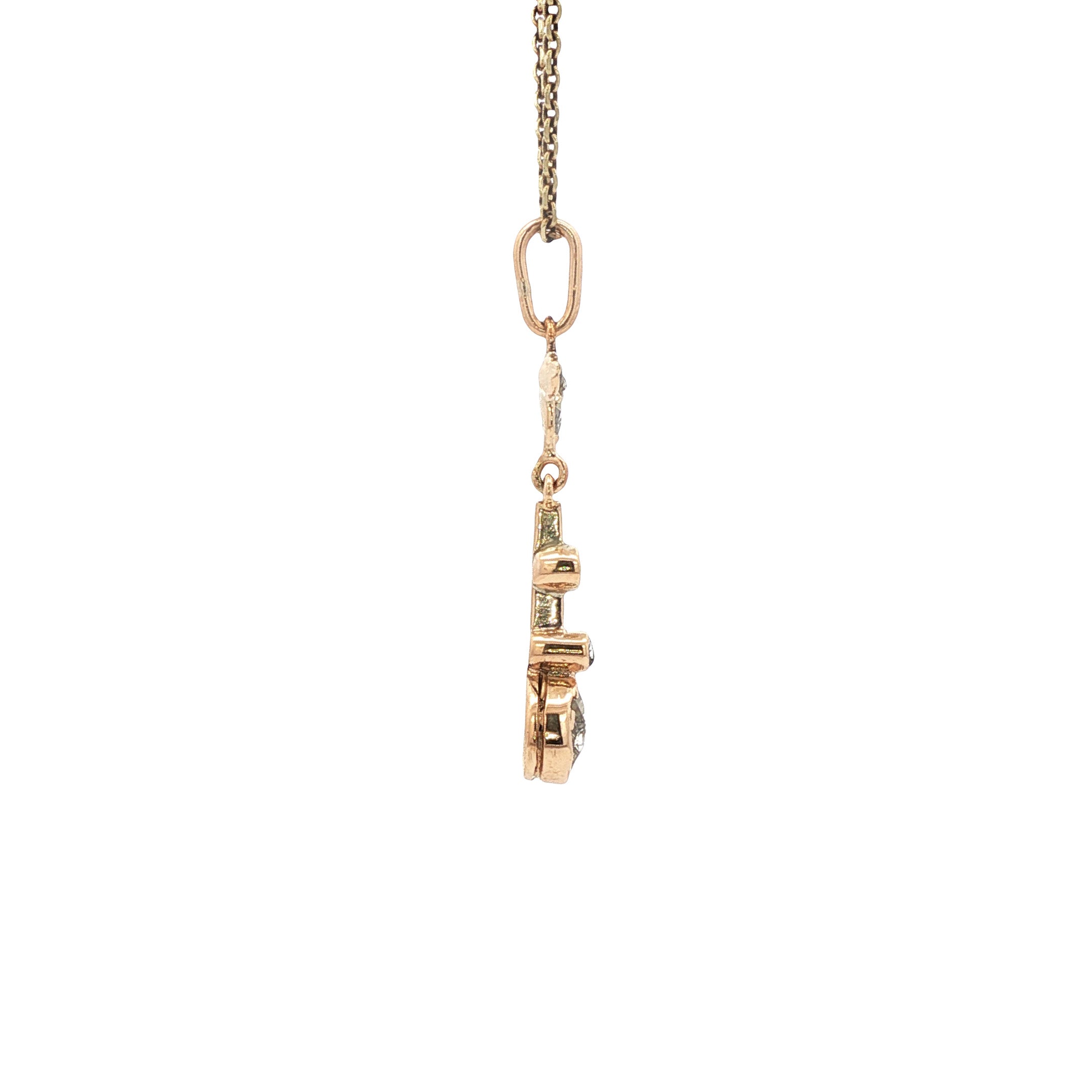Rose gold pendant with rose-cut diamond, 12 kt