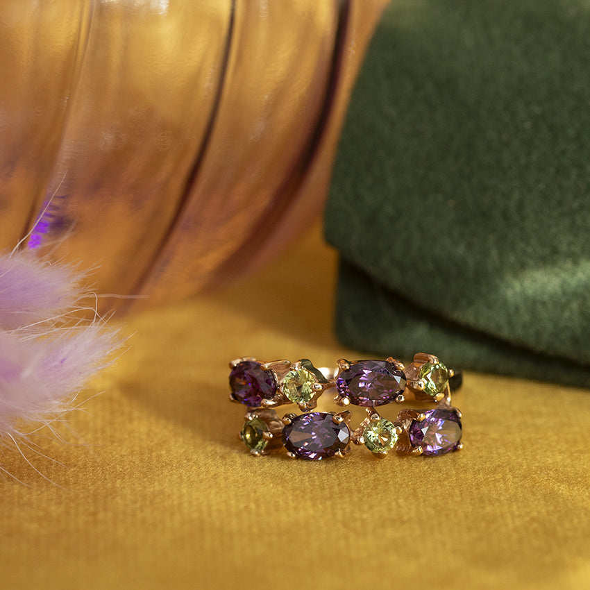 Roségouden ring met zirkonia 14 kt