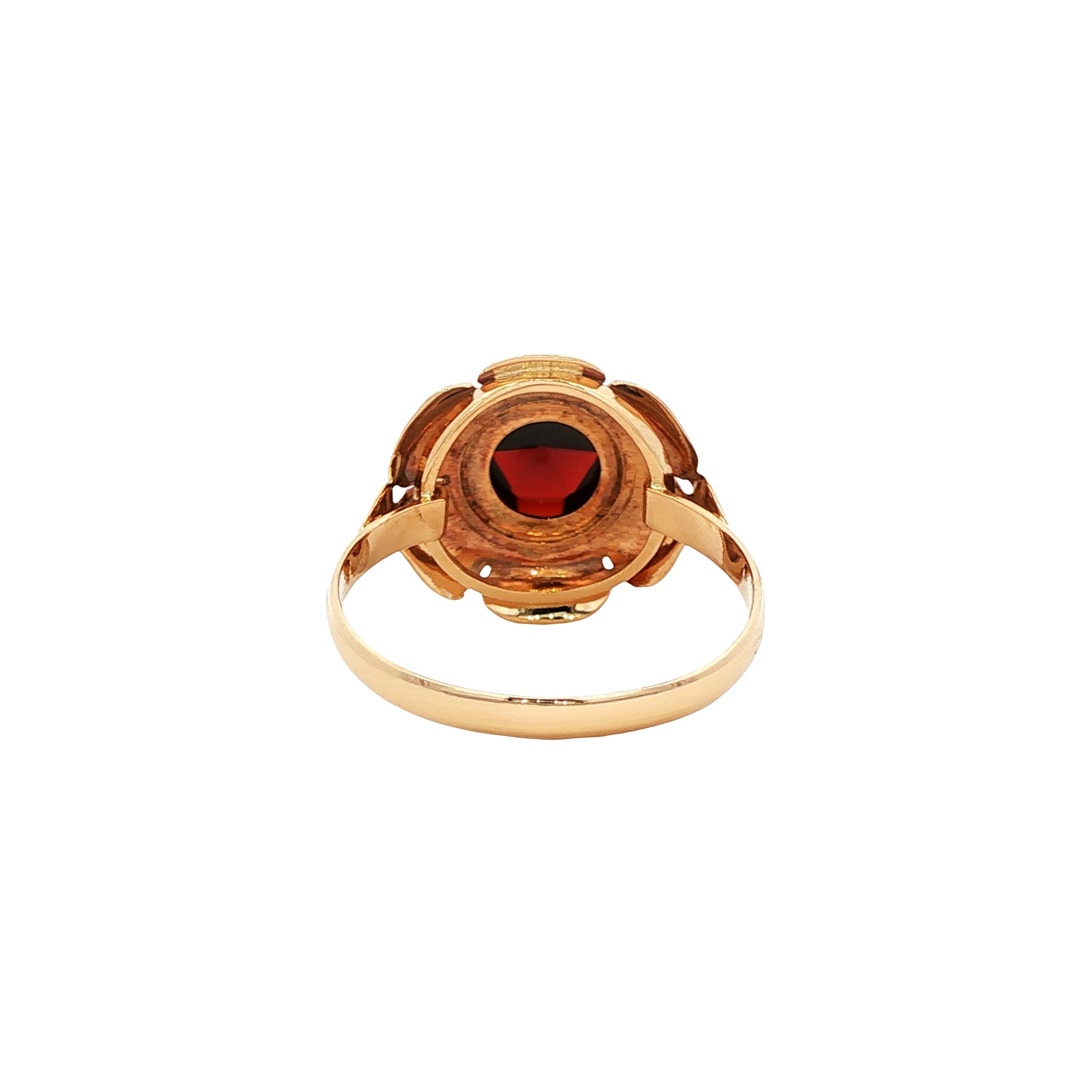 Vintage gold ring with garnet, 14 kt