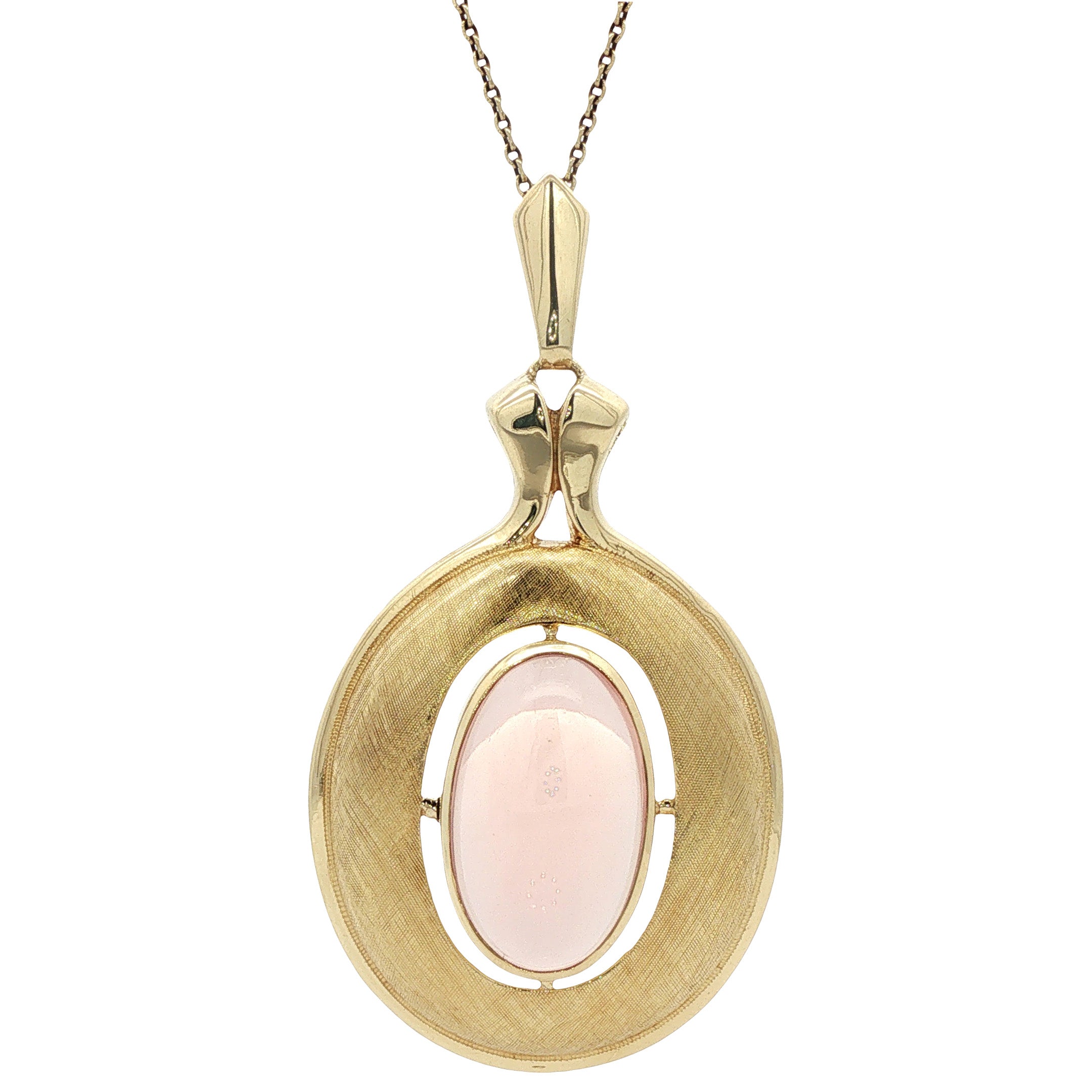Gouden vintage hanger met sterrozenkwarts 14 kt
