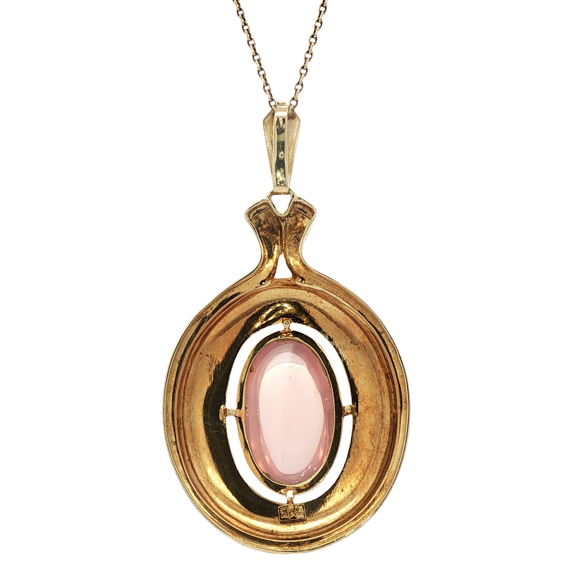 Gouden vintage hanger met sterrozenkwarts 14 kt