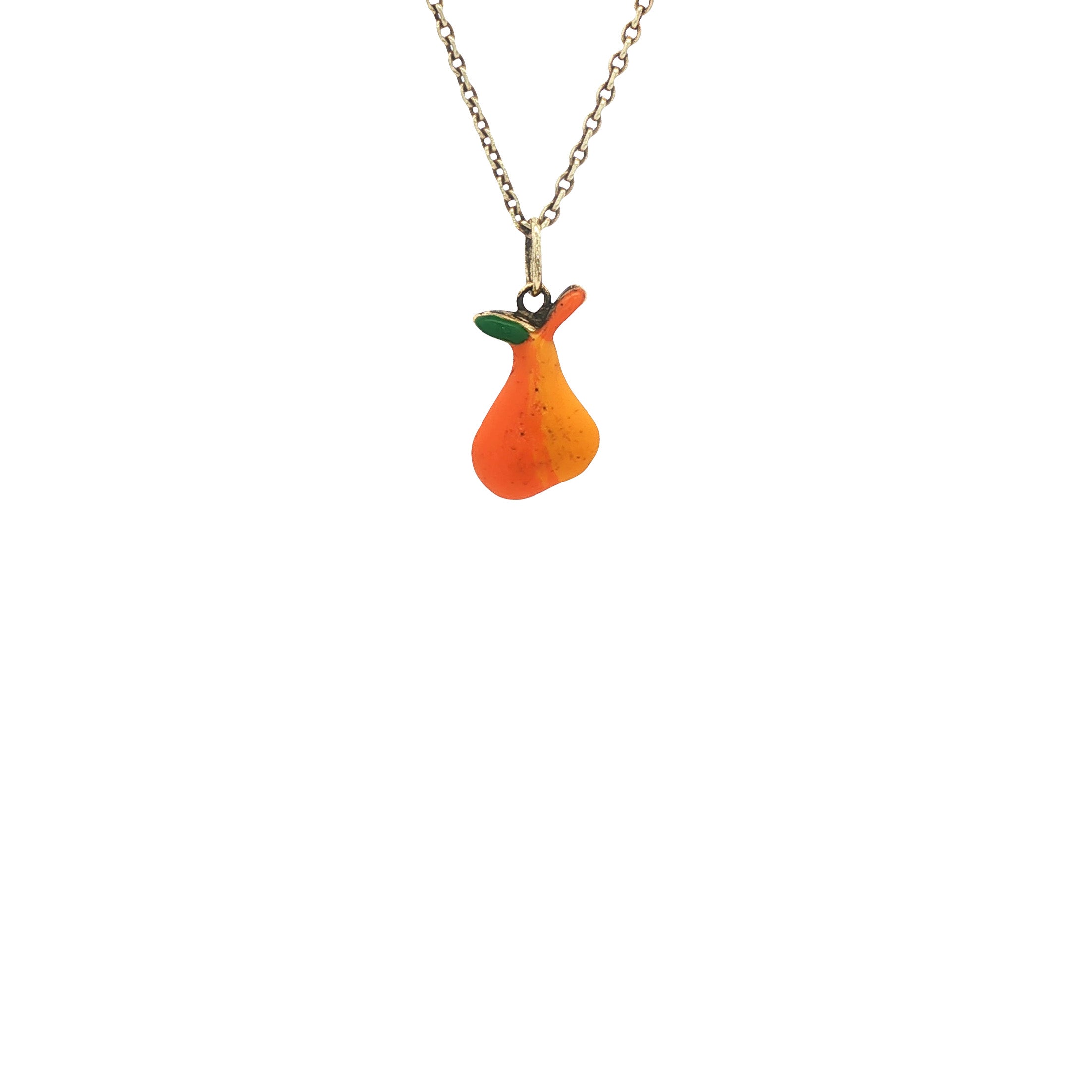 Gold pear pendant with enamel 14 kt