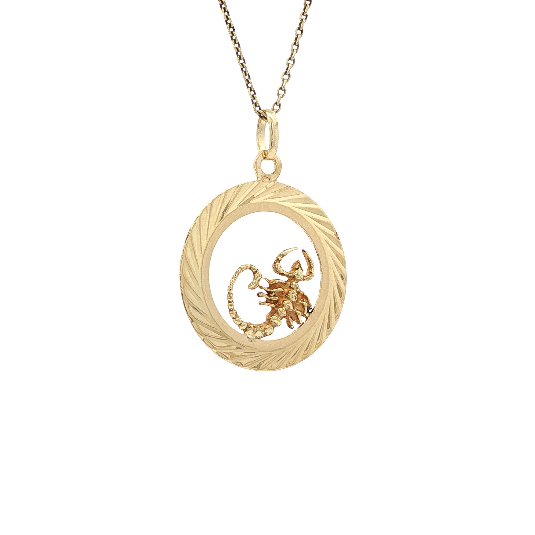 Gouden vintage schorpioen hanger 14 kt