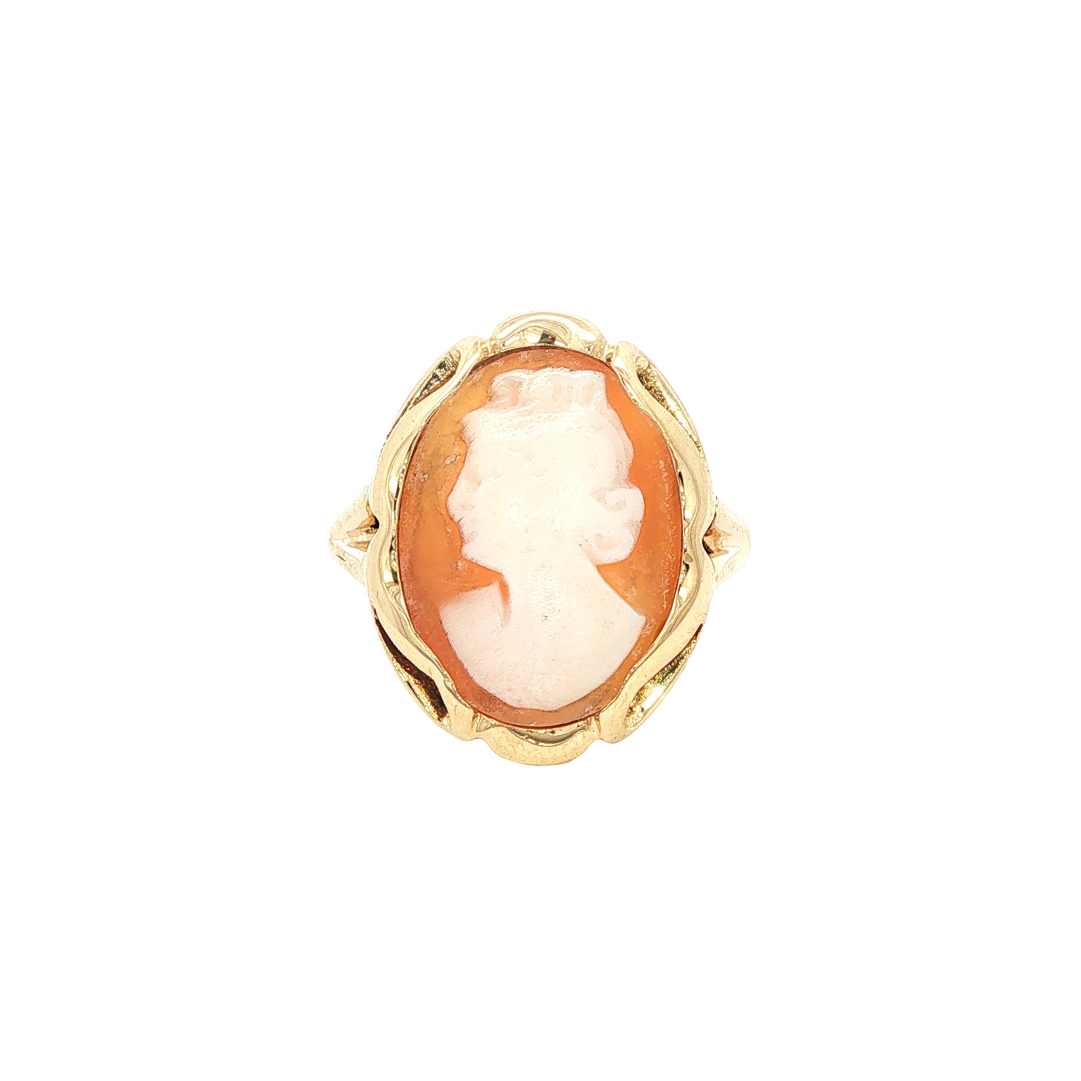 Vintage gold ring with cameo, 14 kt