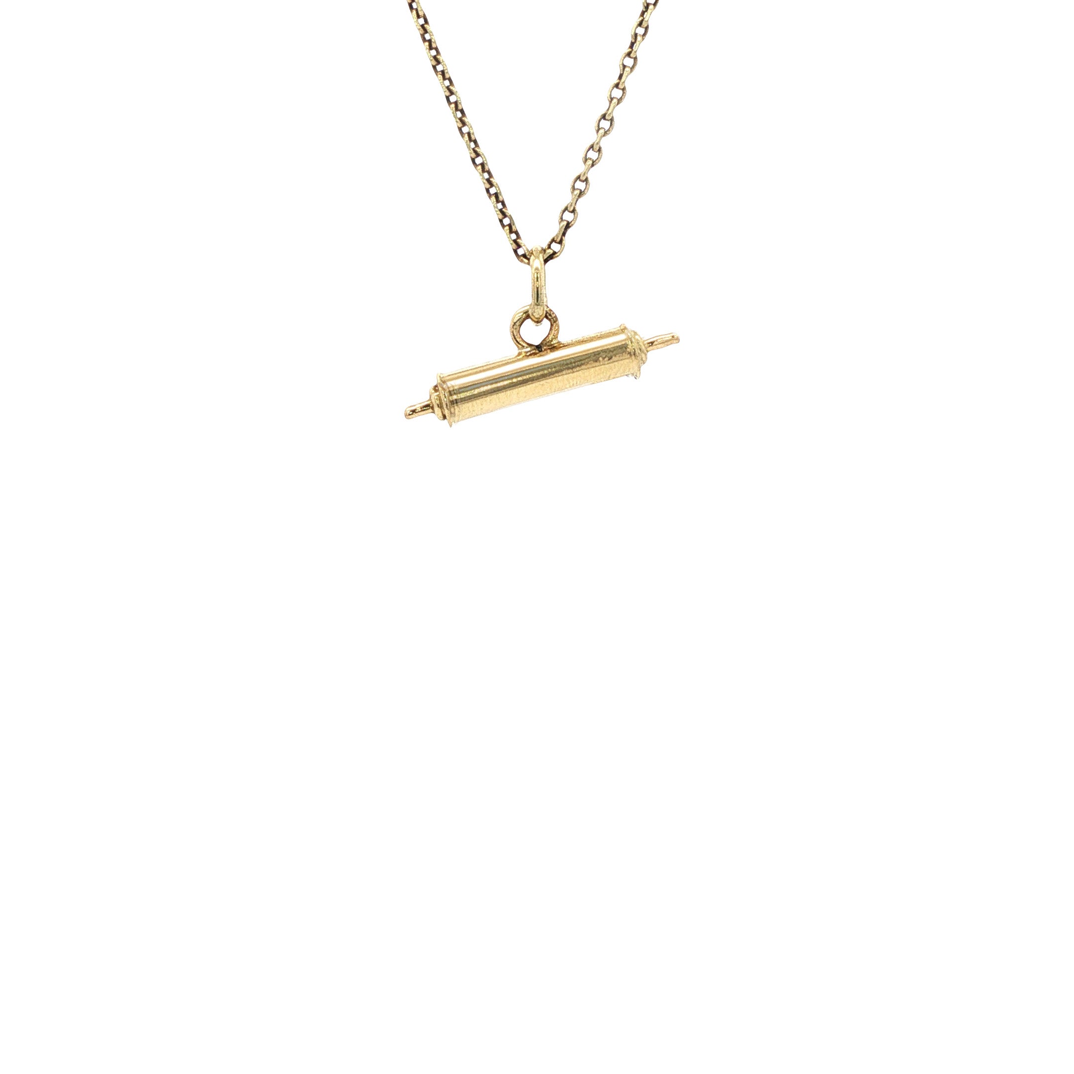 Gouden vintage deegroller hanger 14 kt