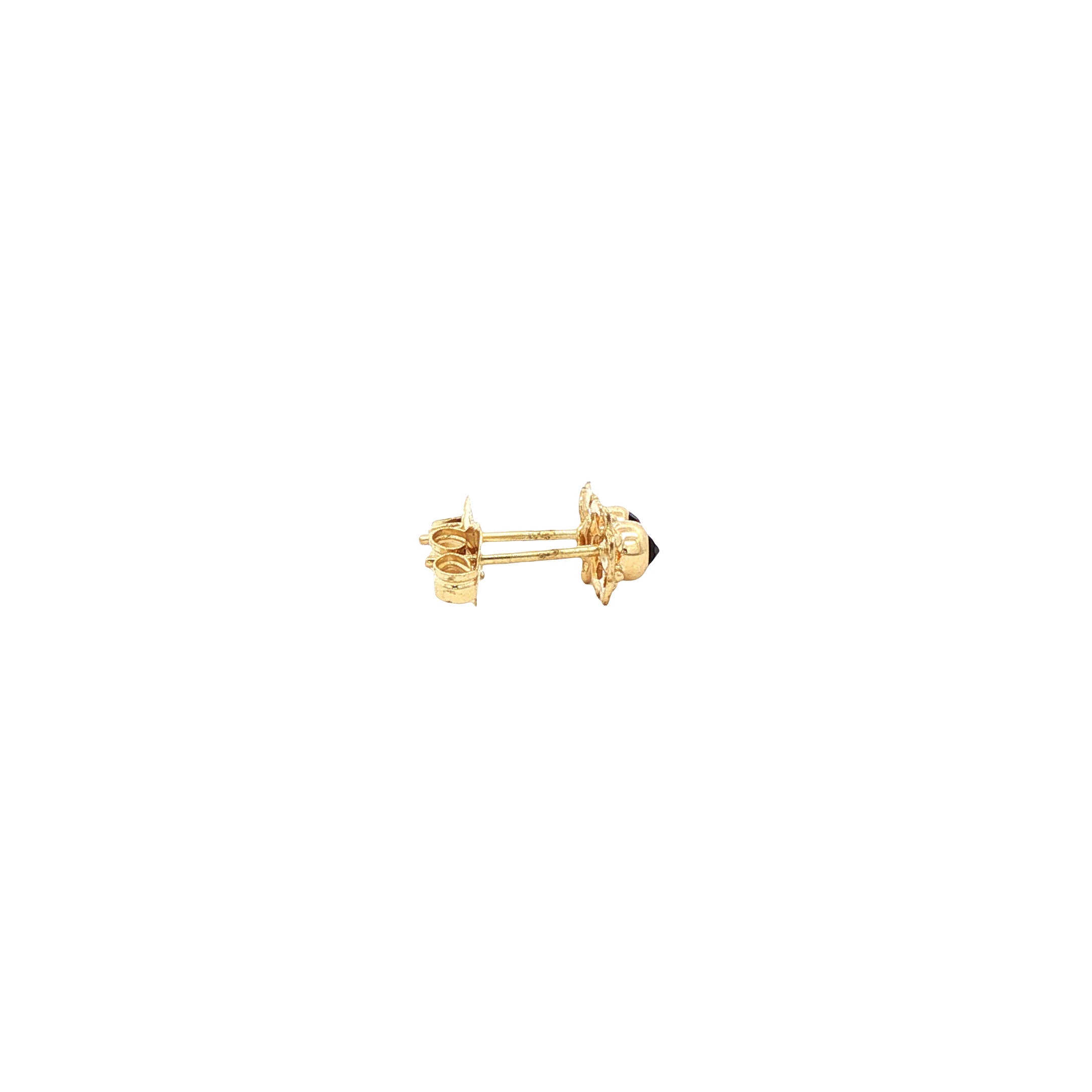 Gouden vintage oorstekers met granaat 14 kt