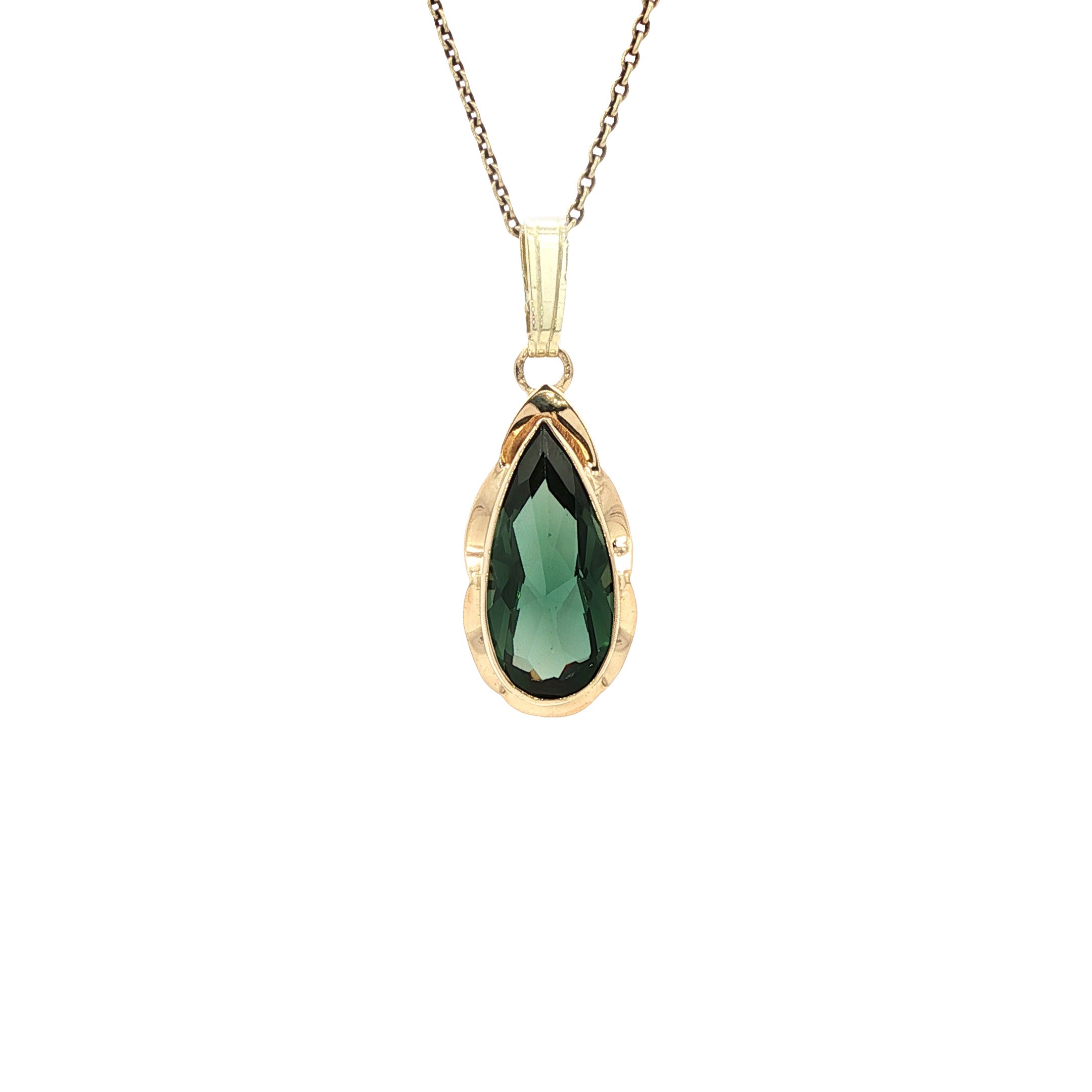 Gouden vintage hanger met spinel 14 kt