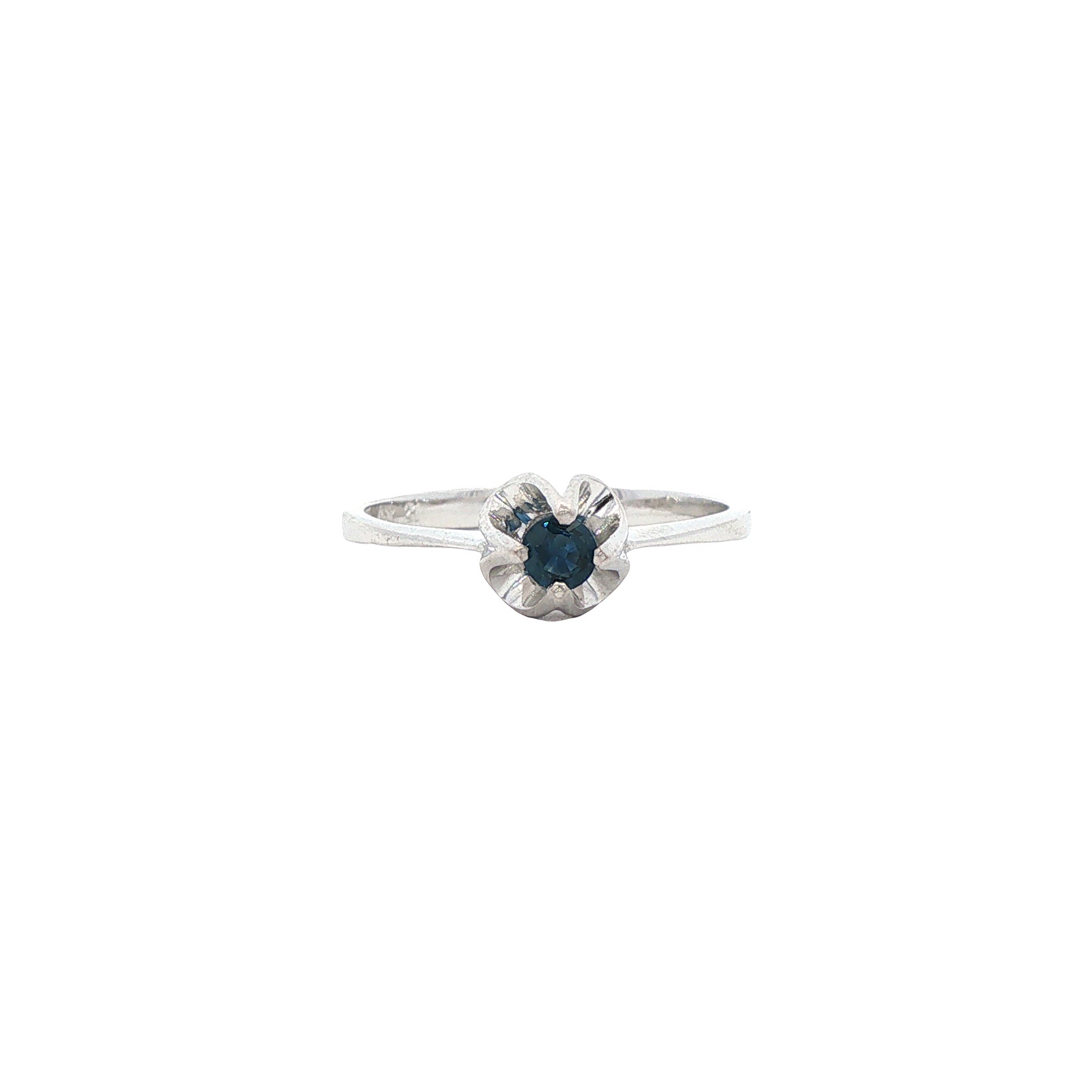 Witgouden vintage ring met saffier 14 kt