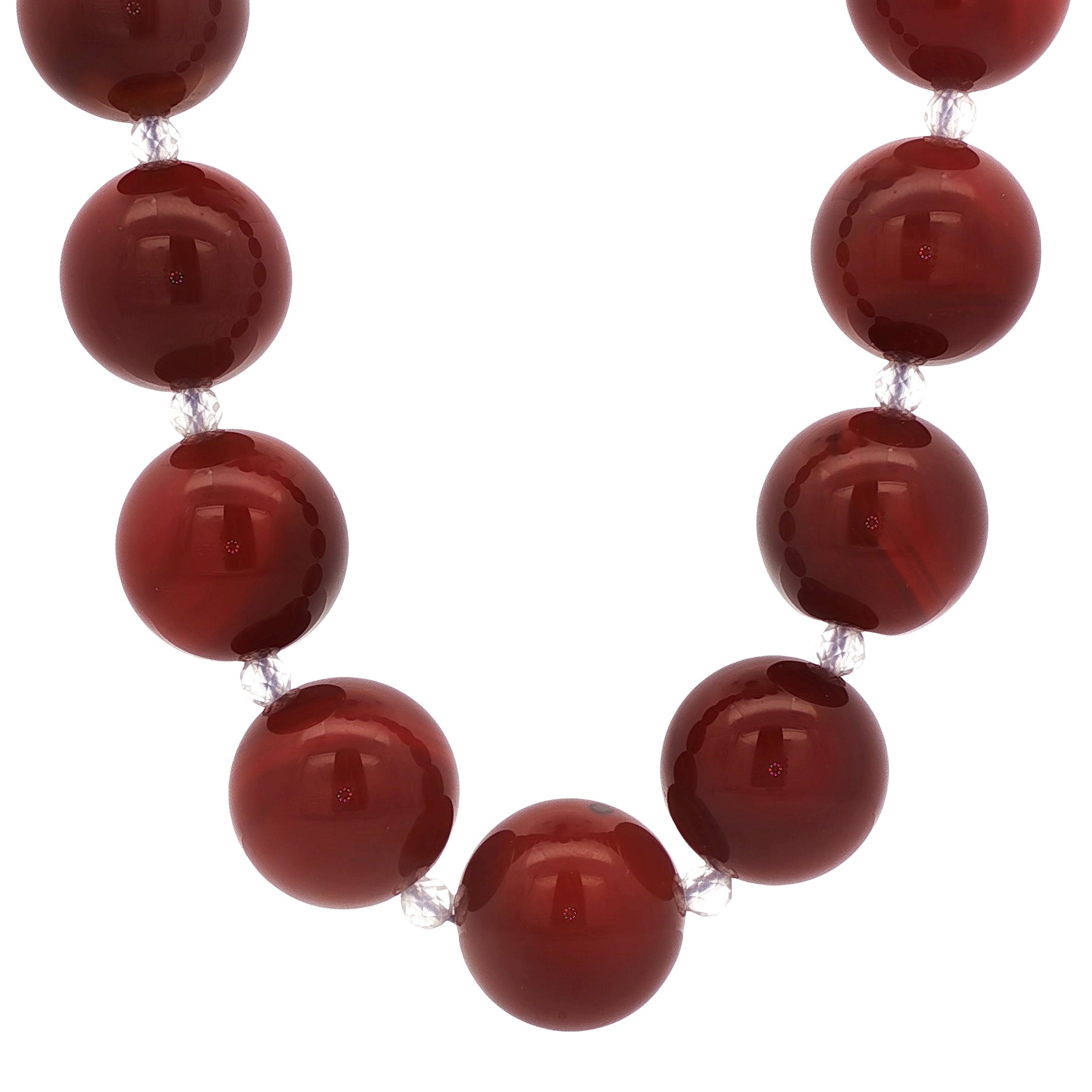 Carneool en maansteen collier met gouden sluiting 14 kt