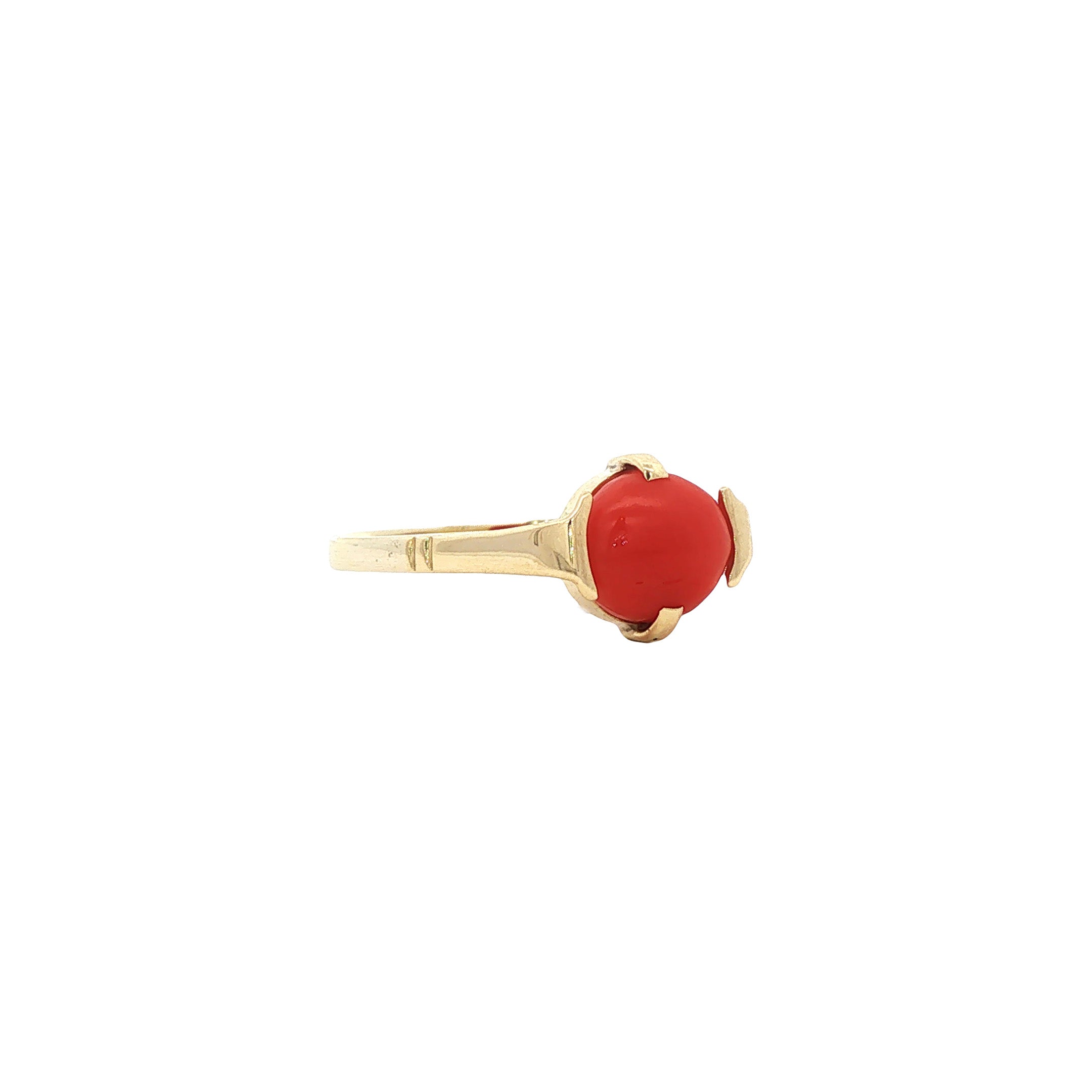 Gouden vintage ring met bloedkoraal 14 kt