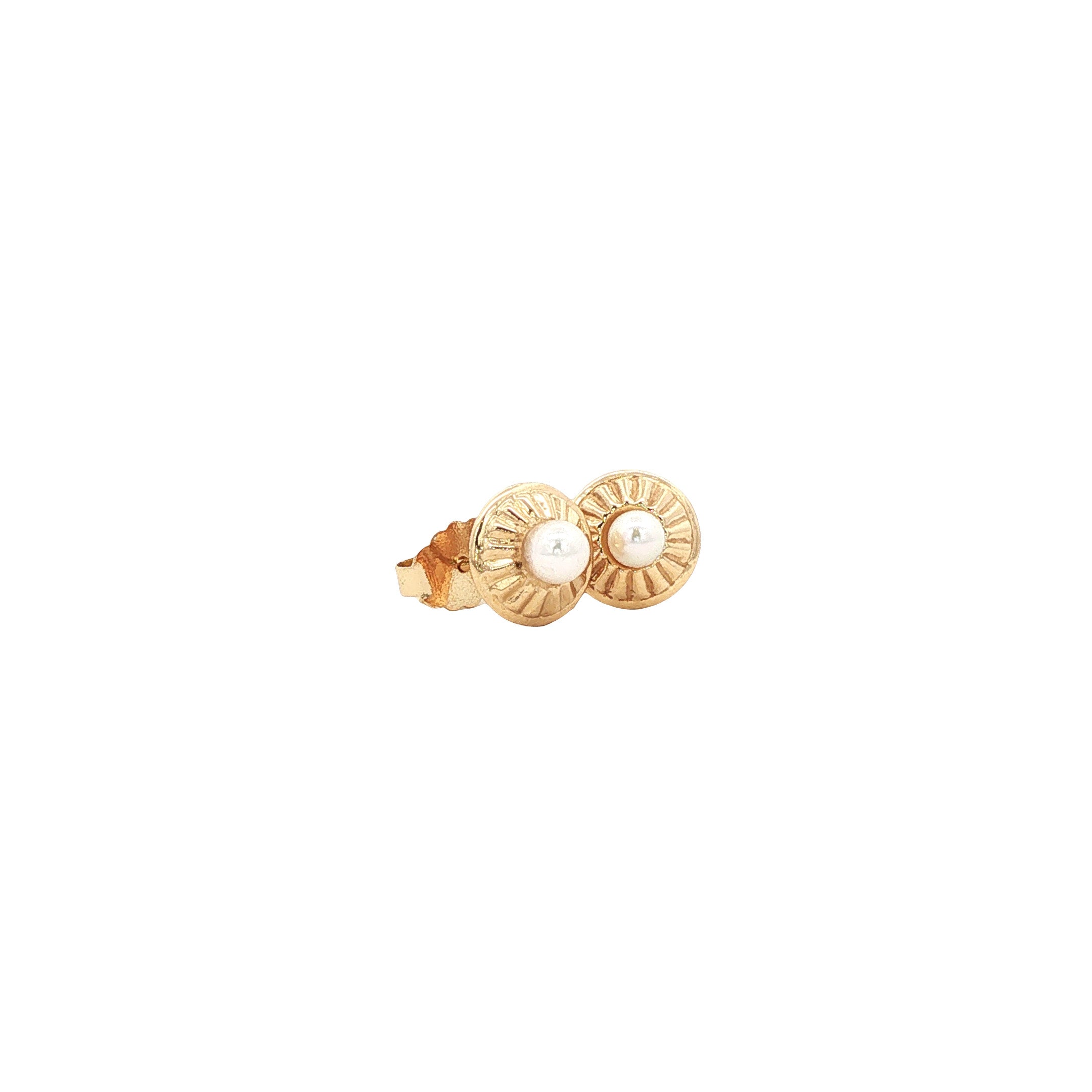 Gouden vintage oorstekers met parel 14 kt