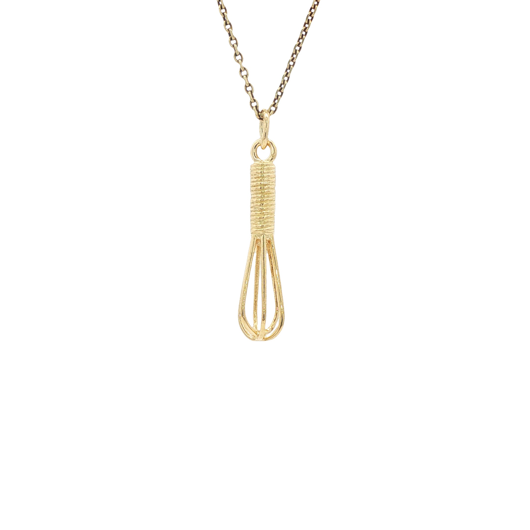 14 kt gold whisk pendant